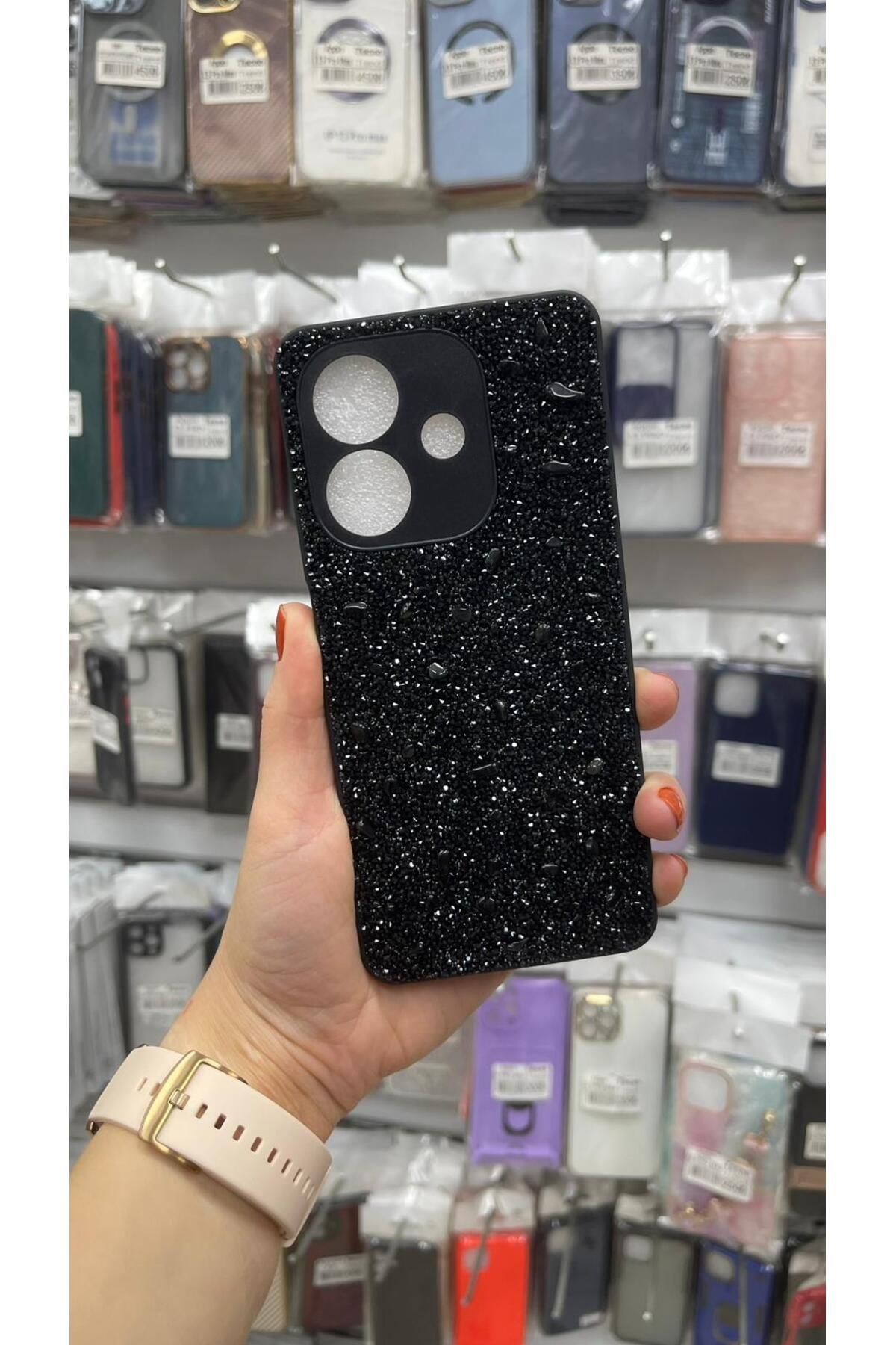 TECNOTREND Oppo A3 2024 Kılıf Parlak Taşlı Tasarım Pırlanta Kapak