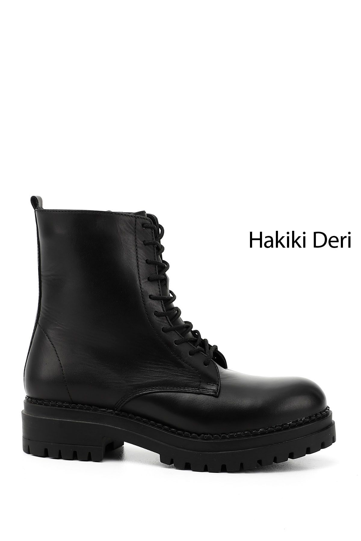 GÖNDERİ(R) Kadın / Kız Siyah Fermuarlı Hakiki Deri Postal Bot