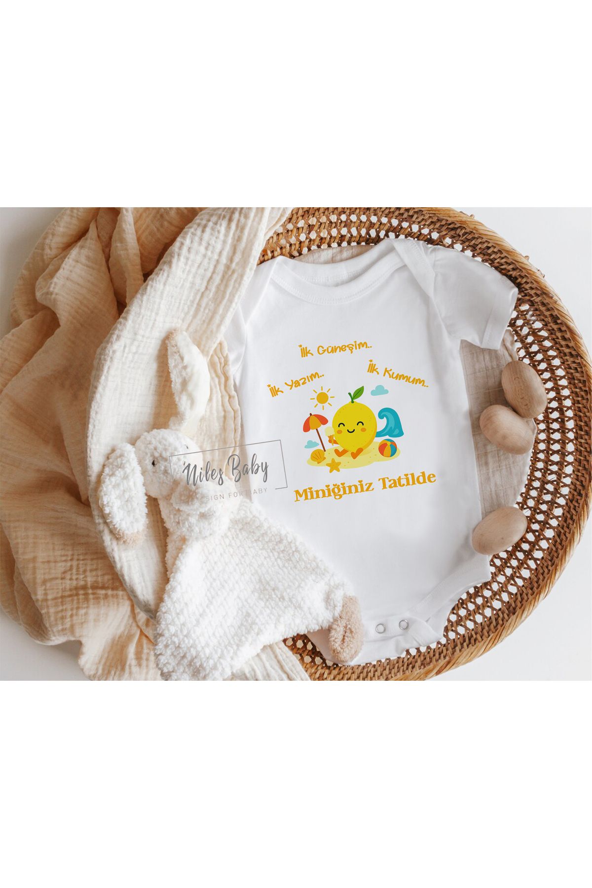 Niles Baby design for baby İlk Tatilim Yazılı Zıbın
