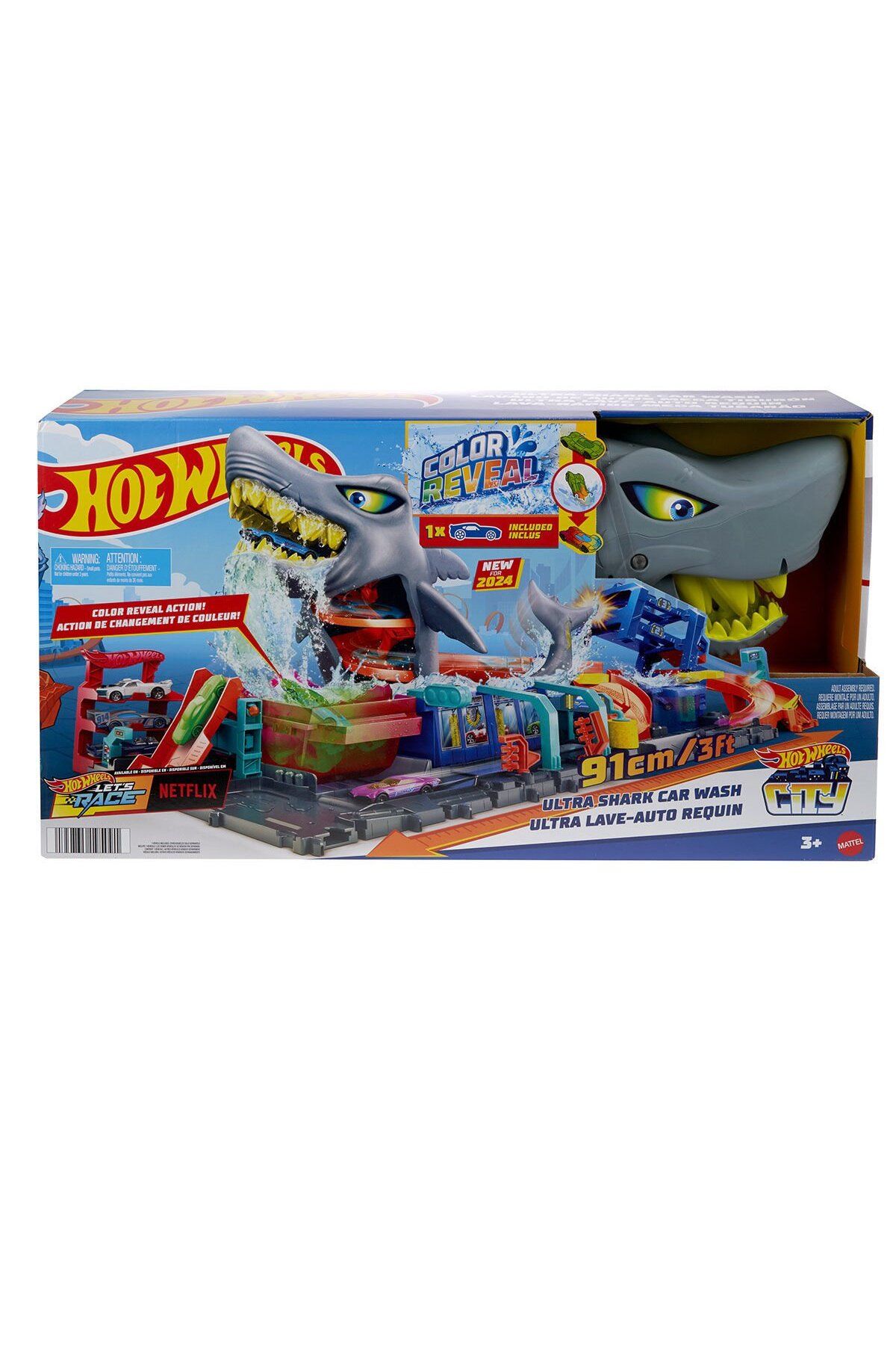 HOT WHEELS HTN82 Hot Wheels Muhteşem Köpek Balığı Araba Yıkama Oyun Seti