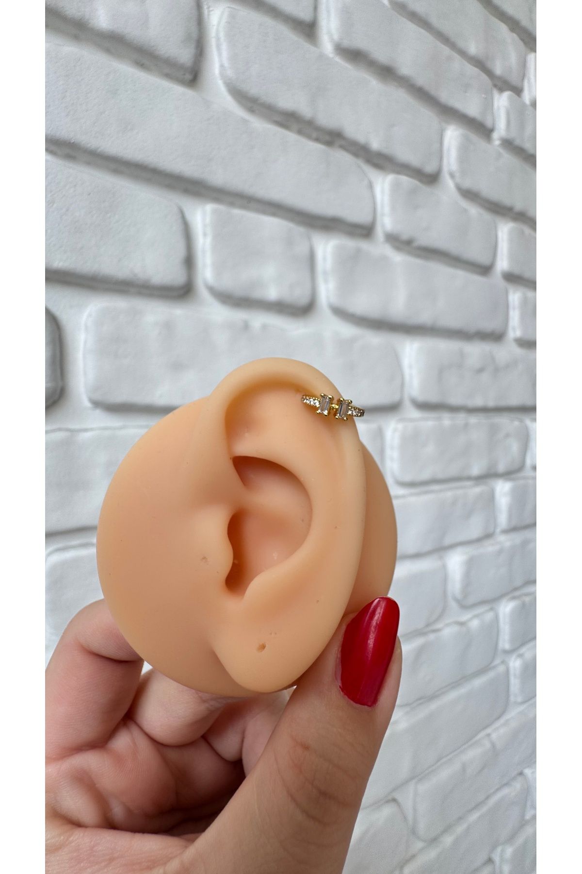 alysa jewelry Cerrahi Çelik baget taşlı halka Piercing 8mm
