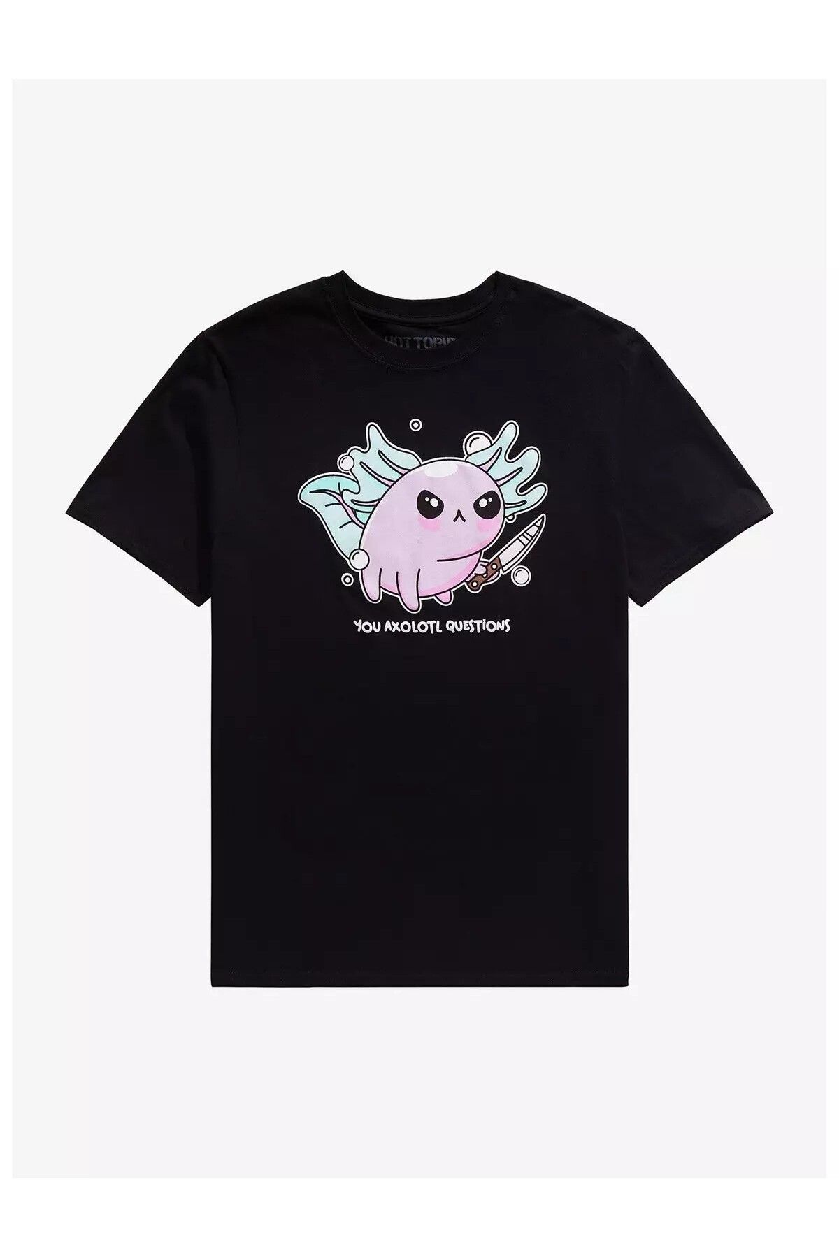 DEEFWEAR Siyah Axolotl With Knife Ön Baskılı Unisex Oversize Tshirt