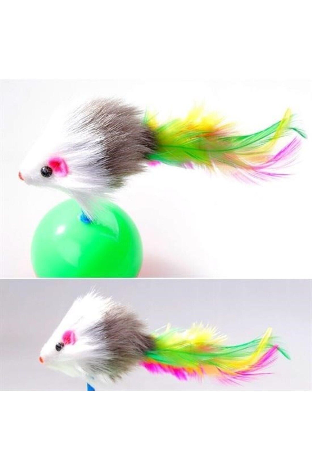 Skygo-BUFFER® Cat Play Ball with Furry Mouse Pilgrim Reclining Educational Kitten Mouse Chasing Toy 2