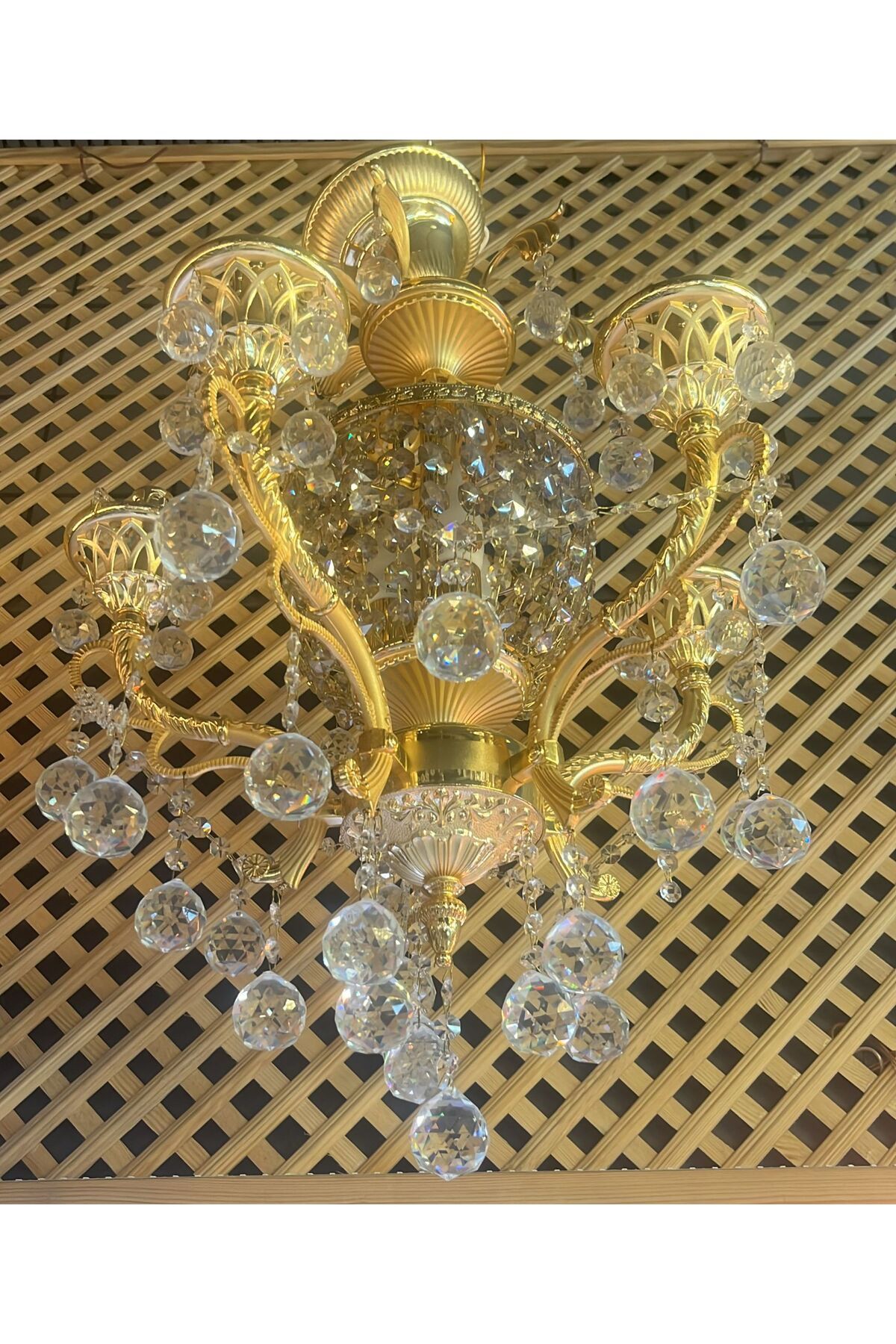 Şaşmaz Elektrik KRİSTAL 5 KOLLU GOLD AVİZE