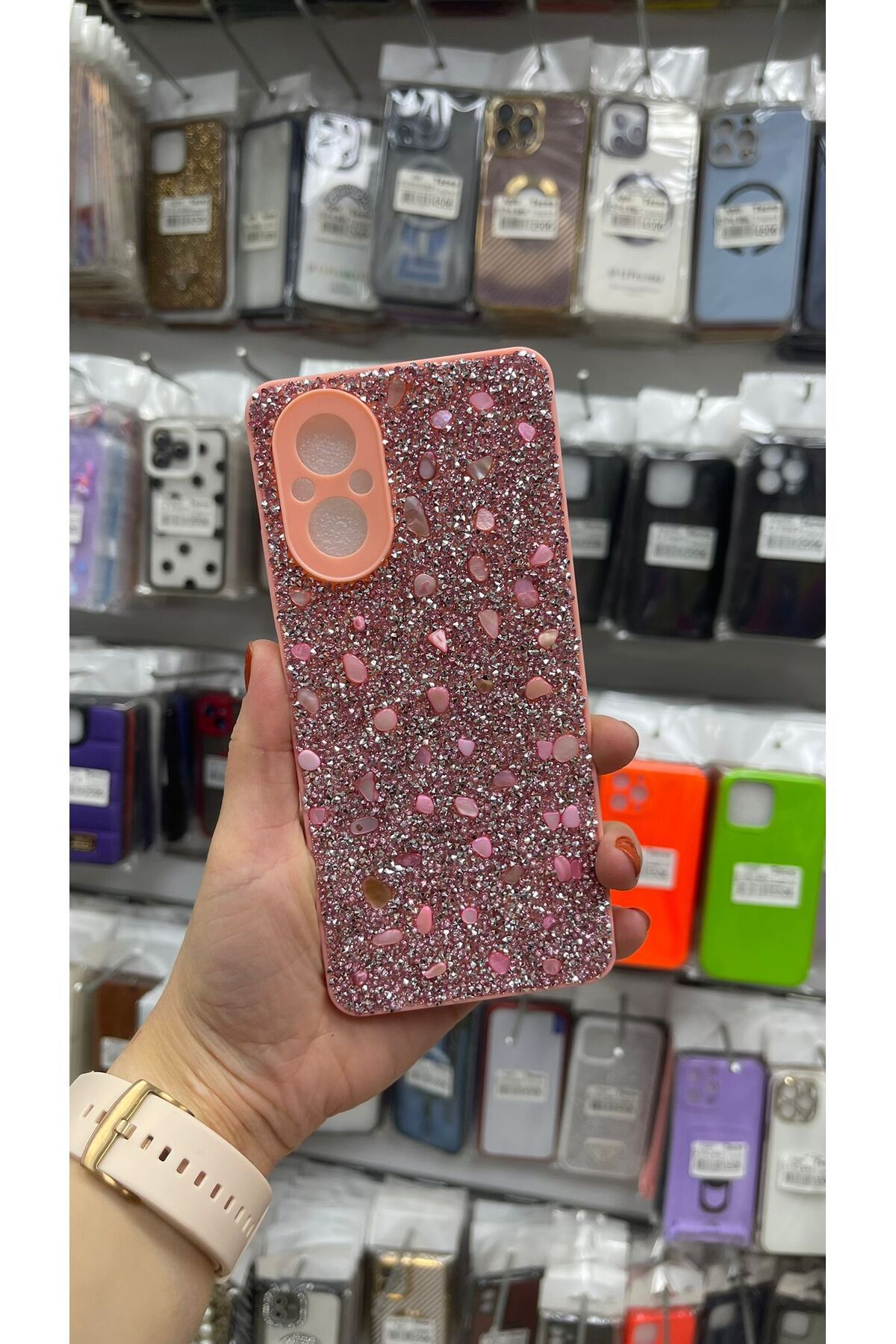 TECNOTREND Realme C67 4G Kılıf Parlak Taşlı Tasarım Pırlanta Kapak