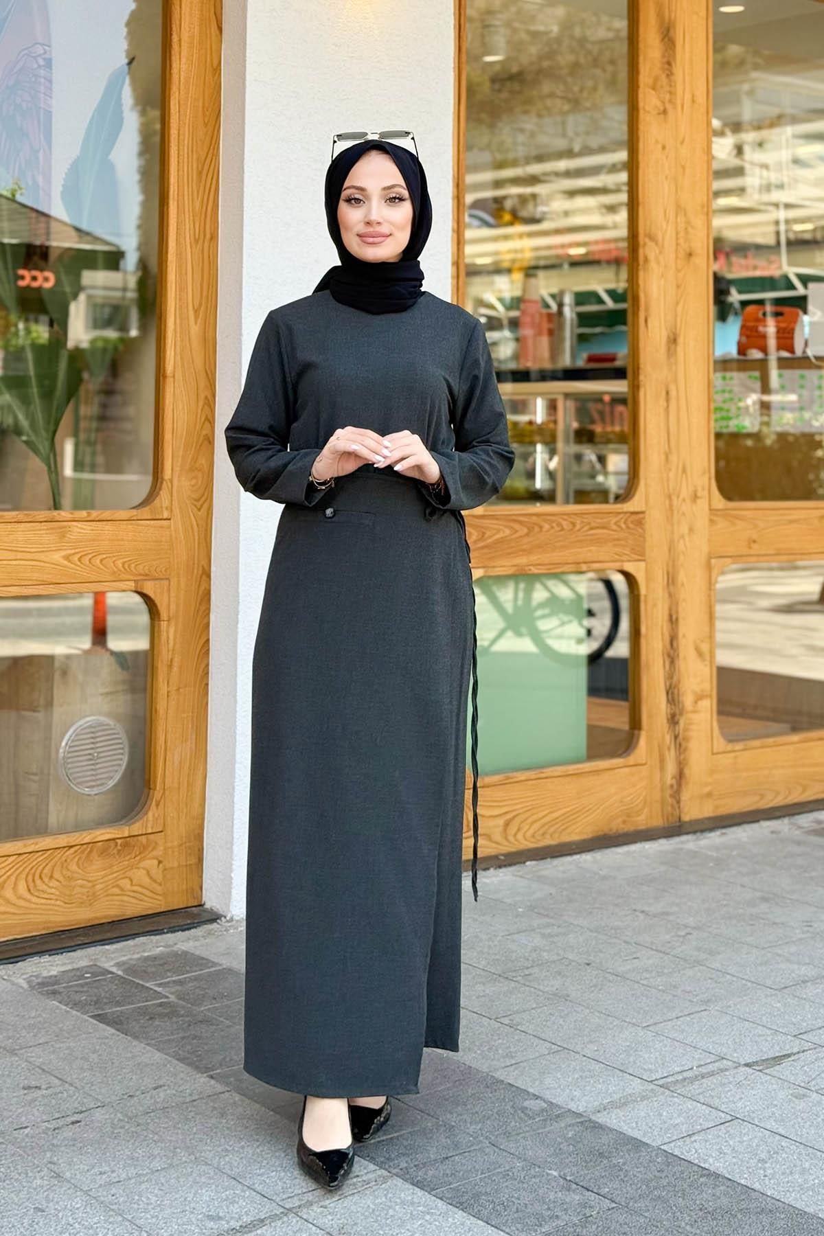 MERVE KAYKISIZ Anvelob Elbise Füme