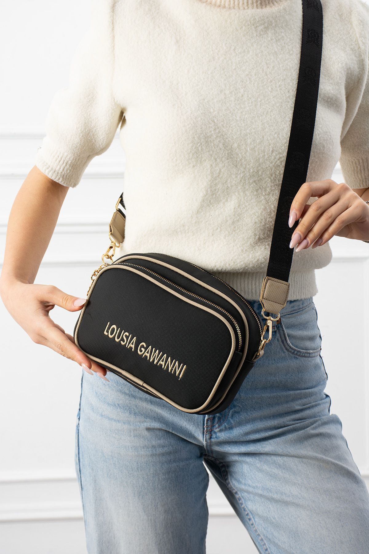 Givenza 3 Bölmeli Astarlı Kadın Çapraz Çanta