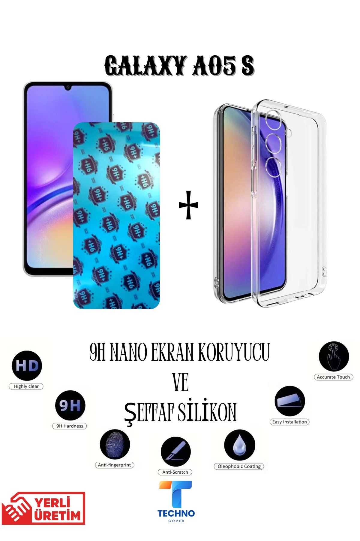 foxpower Samsung A05s Nano Ekran Koruyucu ve Şeffaf Kılıf 2li Avantajlı Paket