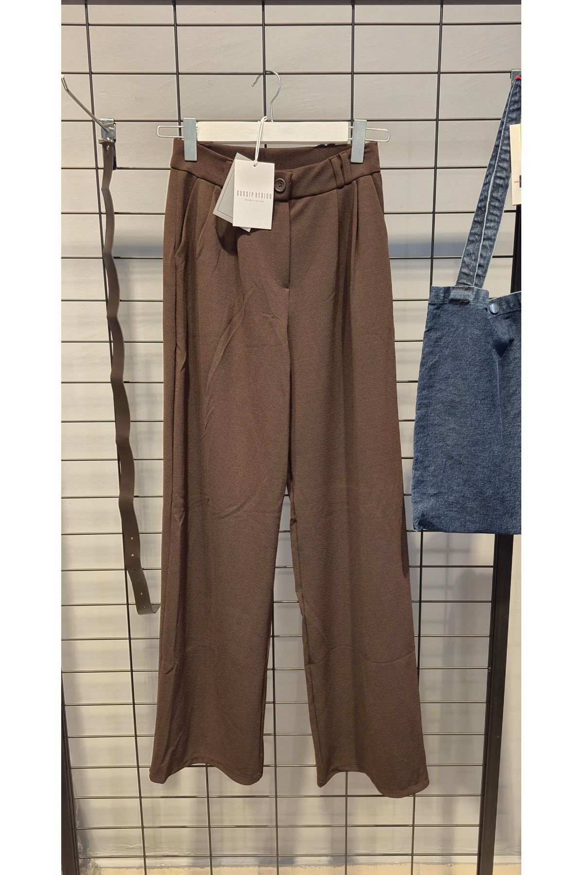 Key Denim KEMERLİ BAGGY KALIP KADIN KUMAŞ PANTOLON