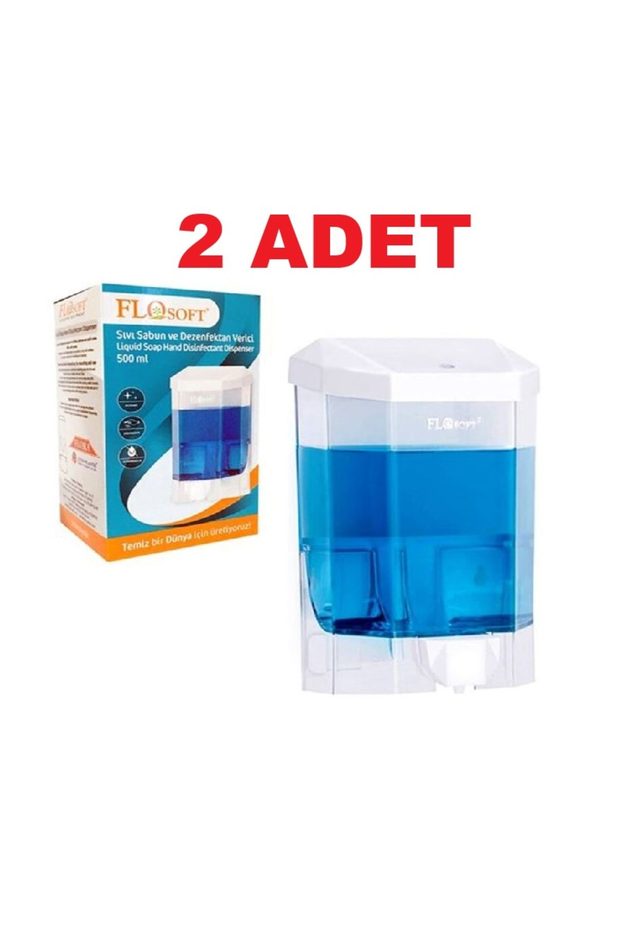 PRATİK SHOP 2 ADET Flosoft Eko Sıvı Sabunluk Ve Dezenfektan Verici 500 ml F032
