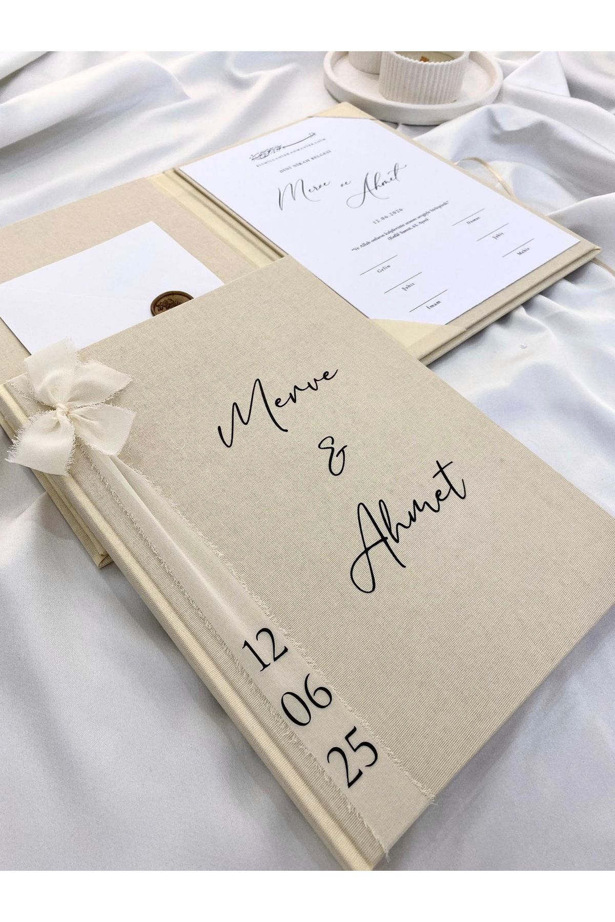 Norm Design Nikah Belgesi - Zarif Keten Kaplı Dosyası ile BİRLİKTE - İsme Özel Hazırlanır!