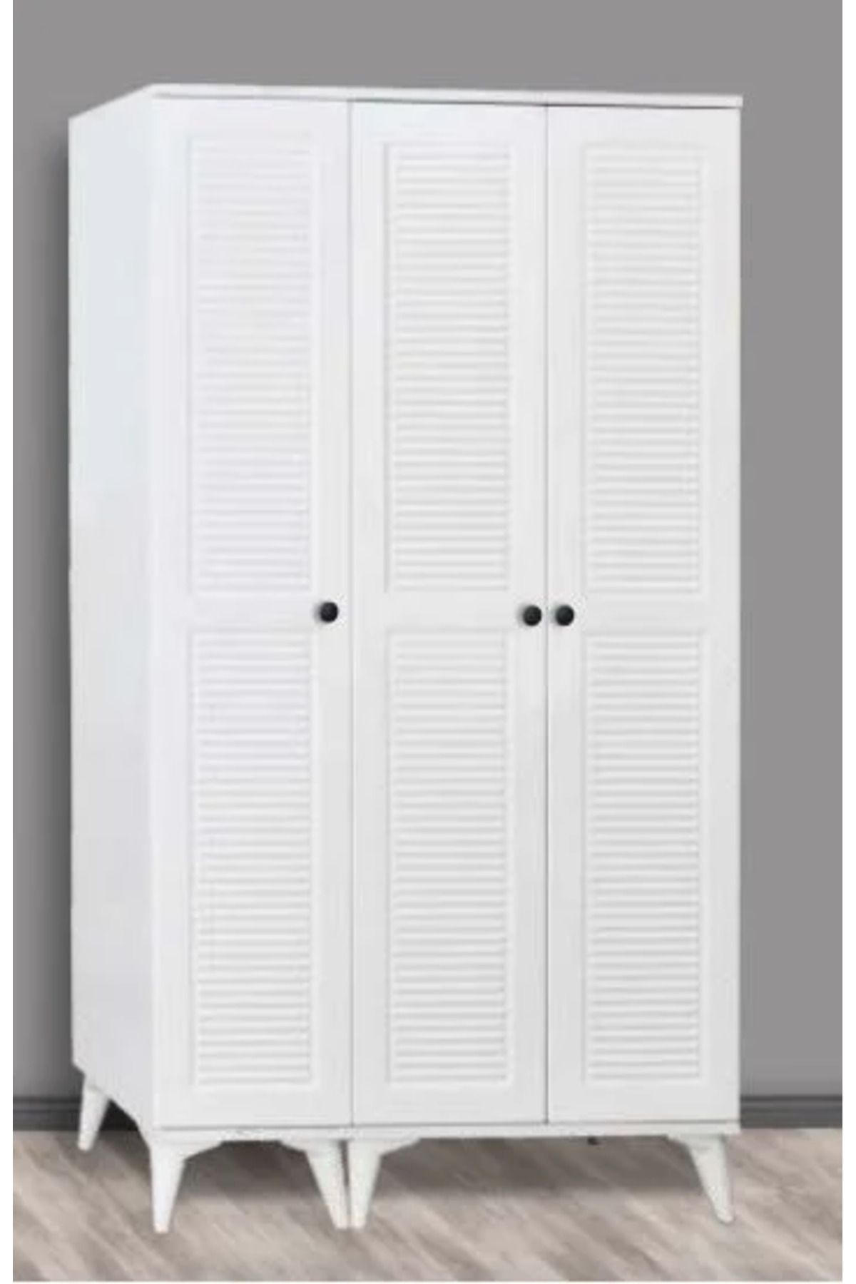 Yuvaset Home 3 Kapılı Aynasız Panjurlu Beyaz Dolap