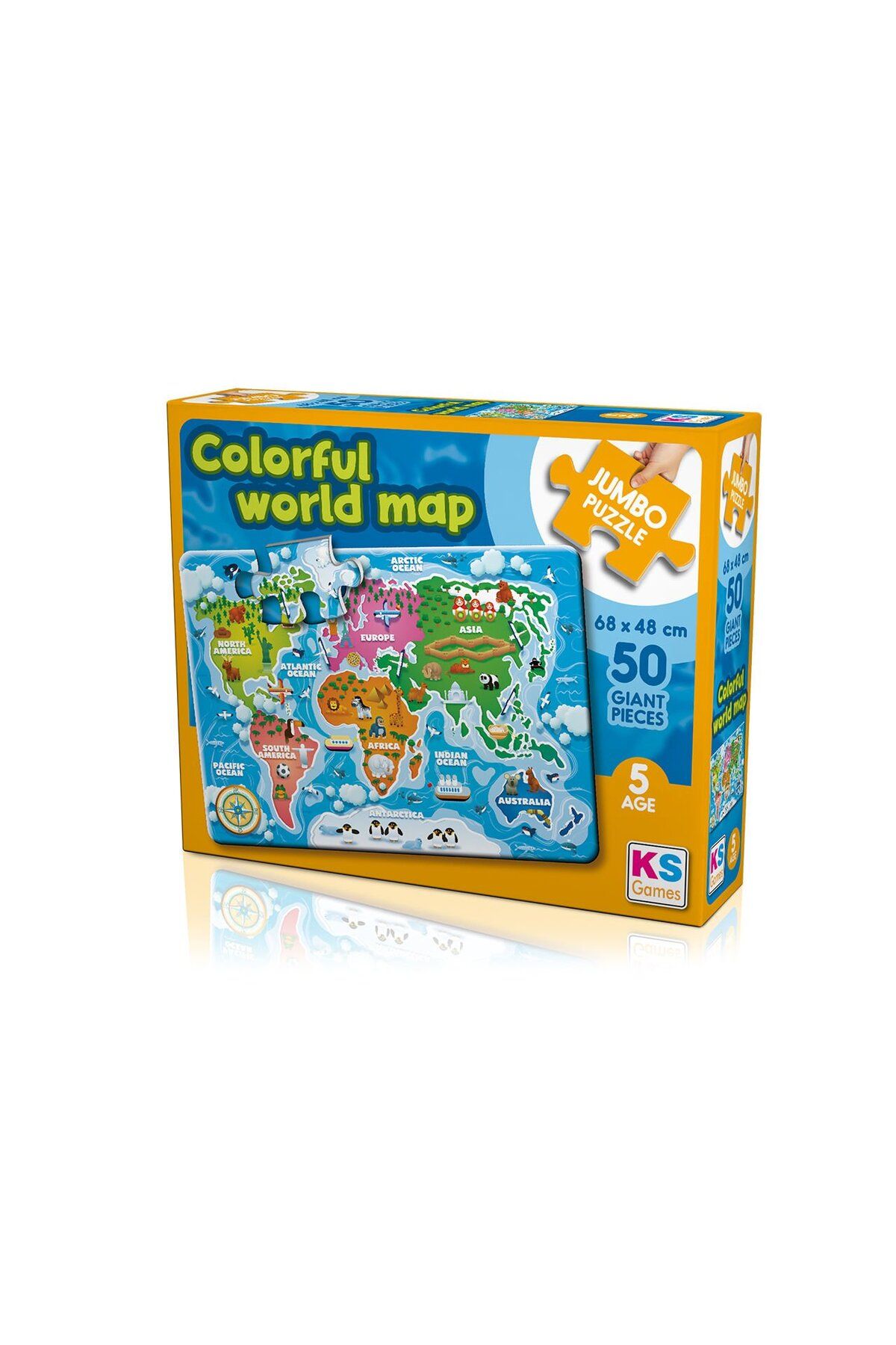 swilex SK Jumbo Puzzle 50 Parça Colorful World Map Dünya Haritası