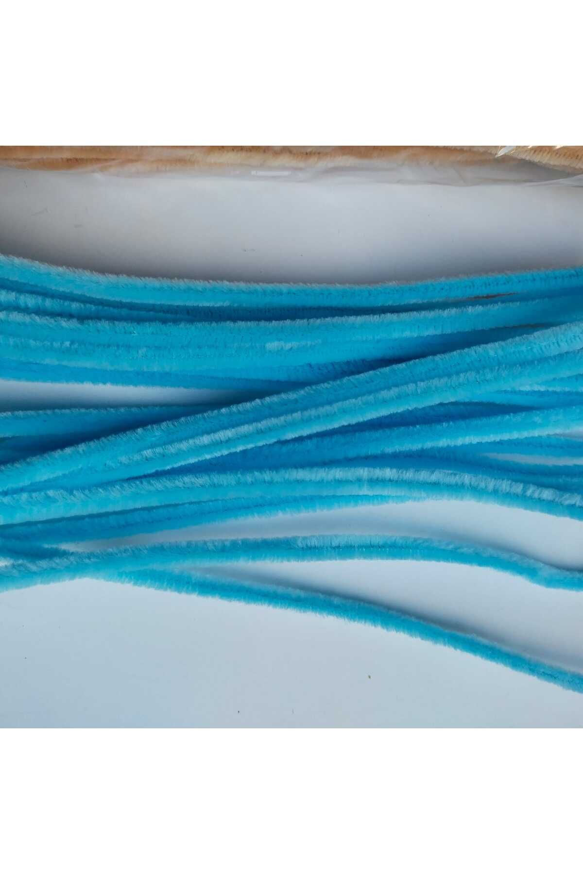 Mutkin Şönil Renkli 30 Cm 100 ADET Mavi Renkli Tüylü Tel 100 Lü 1 Paket-no19