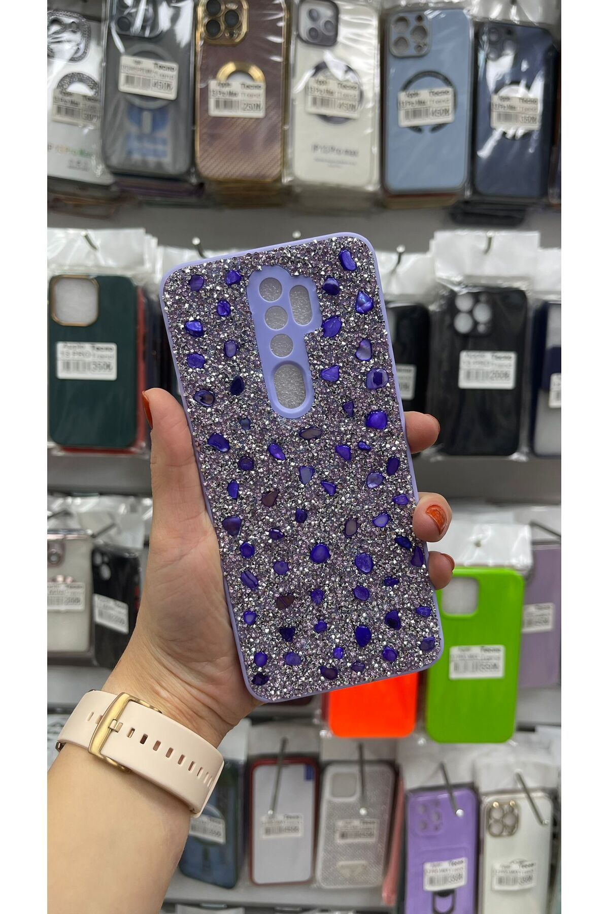 TECNOTREND Oppo A5 2020/ A9 2020 Uyumlu Kılıf Parlak Taşlı Tasarım Pırlanta Kapak