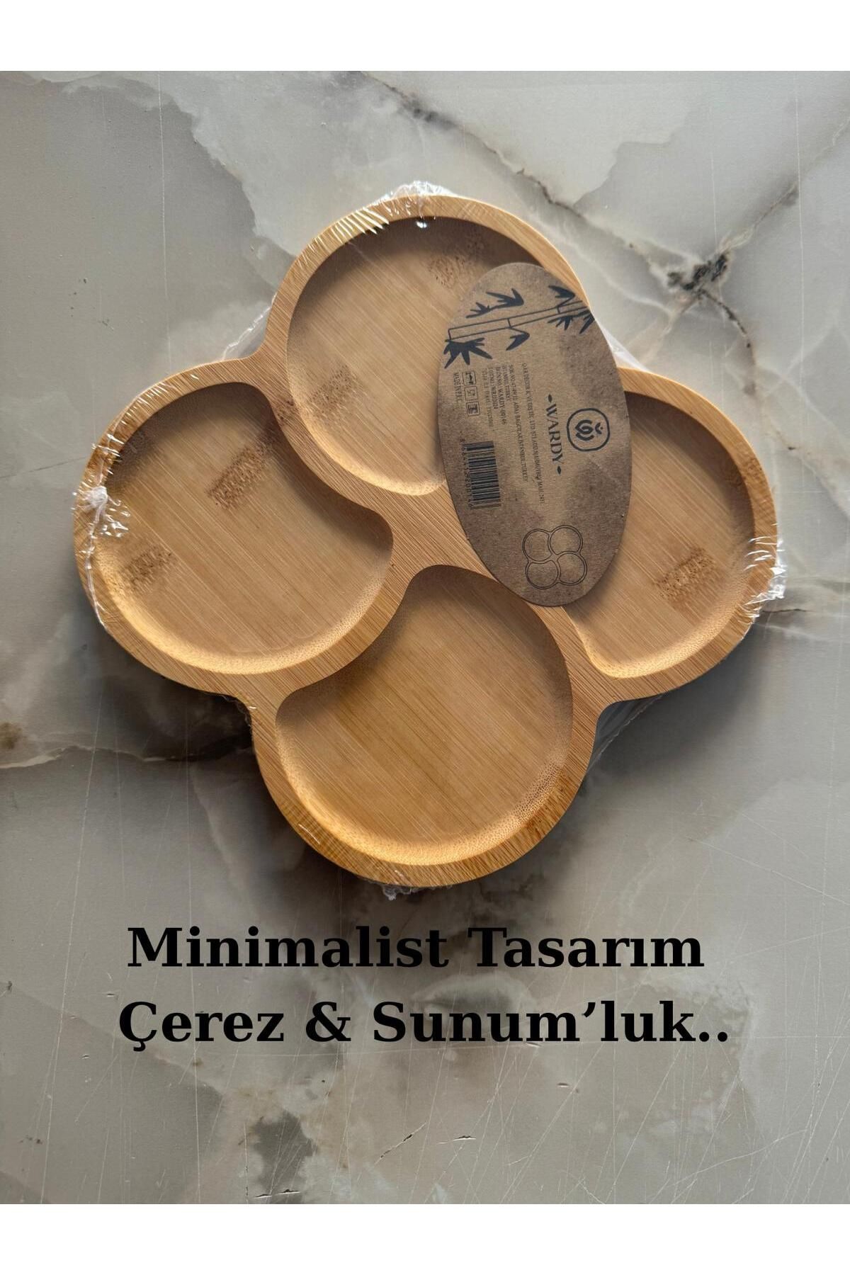 Ayd Kitchen Bambu Doğal Ahşap Çerezlik Ve Sunum'luk 4 Bölmeli