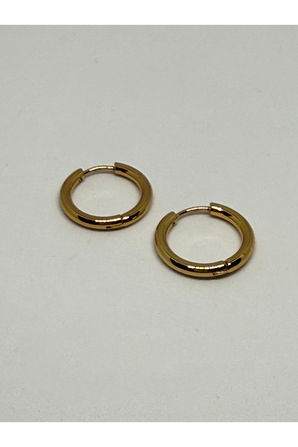 Gulsah's Store Çelik gold kalın büyük boy halka küpe