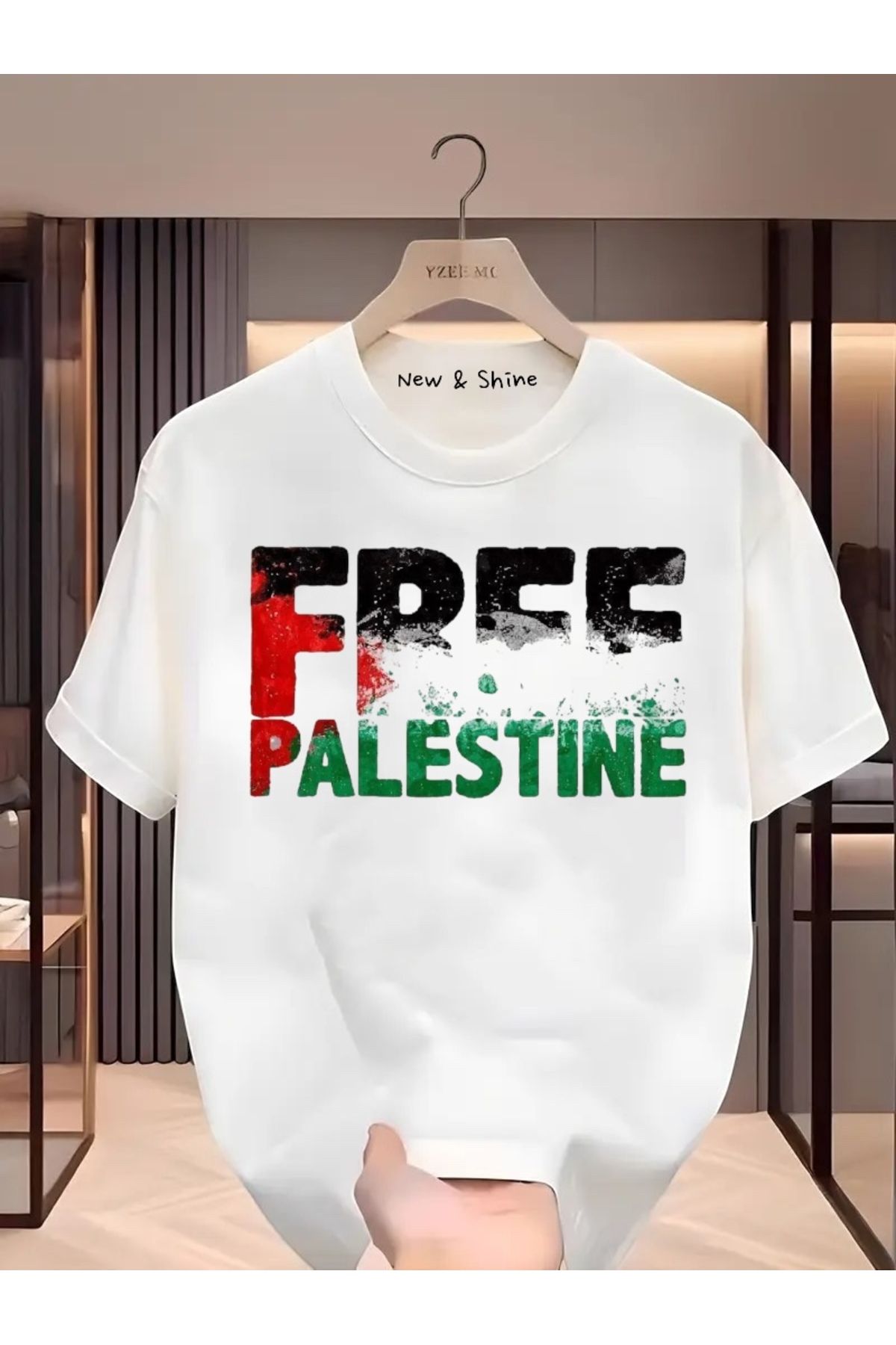 New Shine Free Filistin Baskılı Oversize T-Shirt