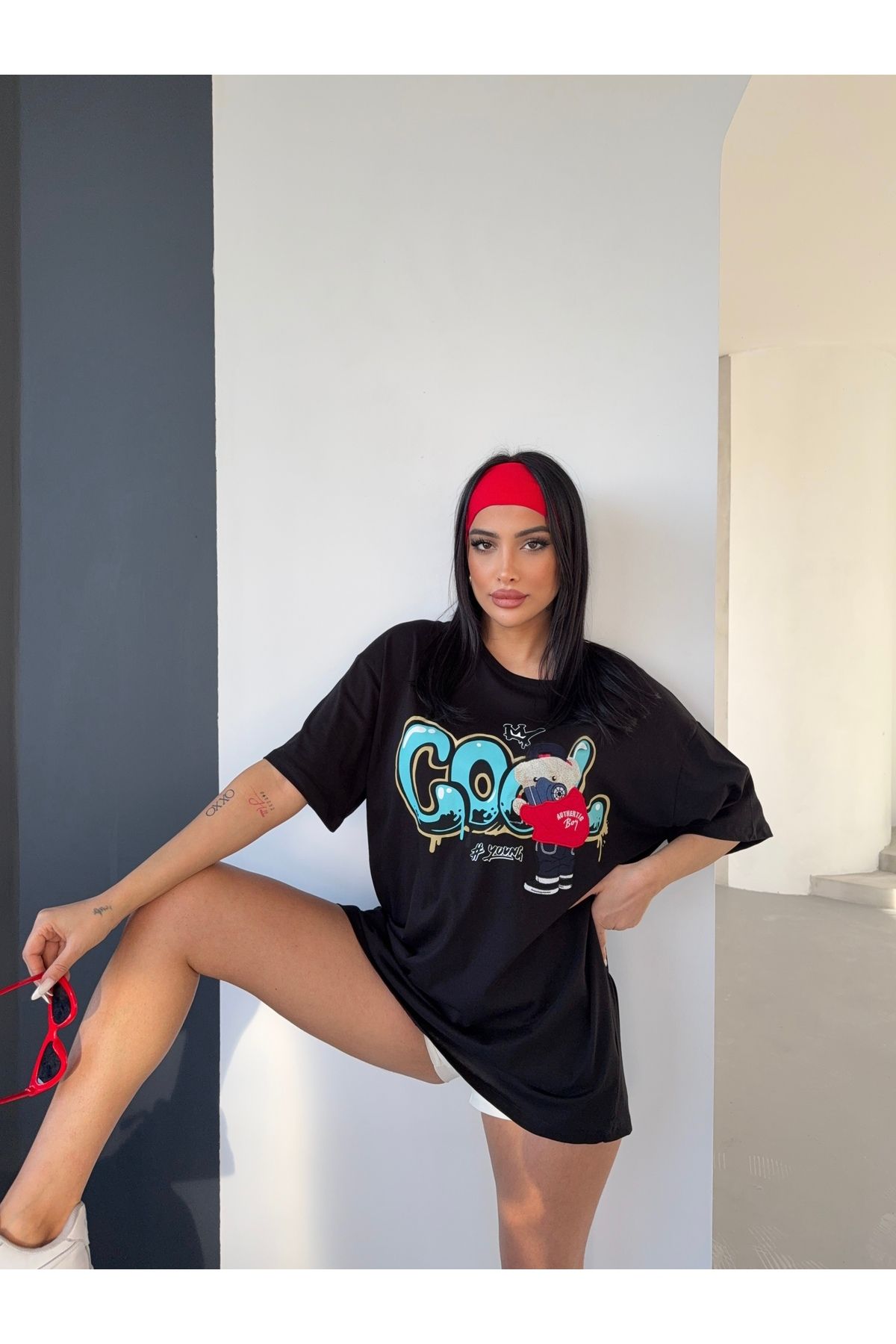 moda paketi Unisex Erkek/Kadın Baskı Nakışlı Oversize Pamuklu Bisiklet Yaka T-Shirt