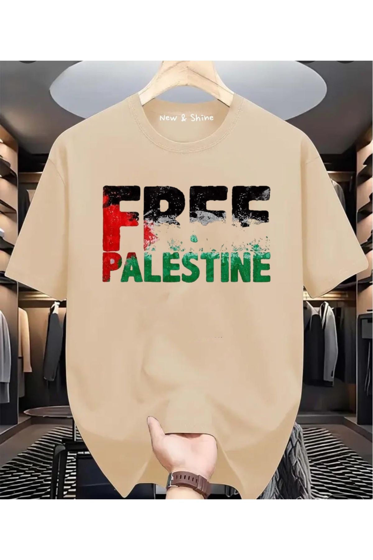 New Shine Free Filistin Baskılı Oversize T-Shirt