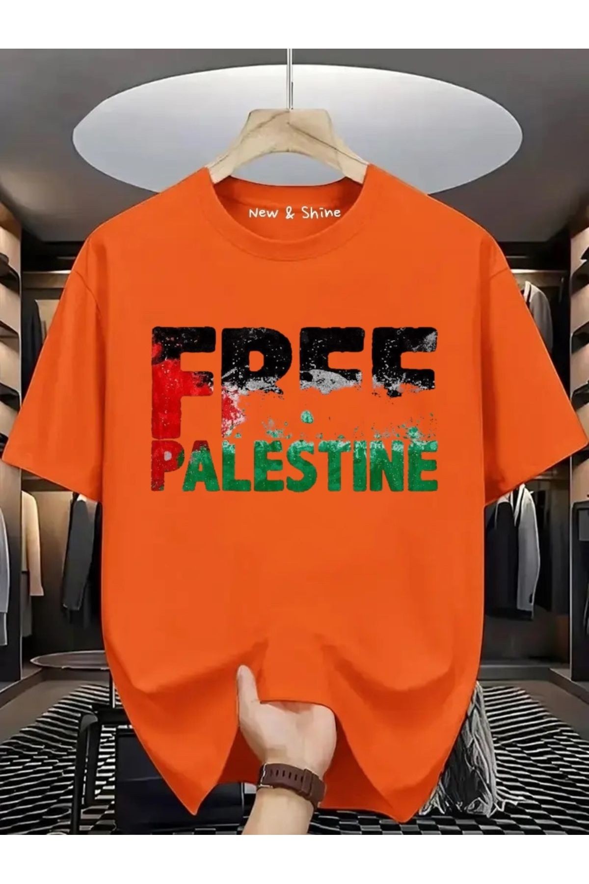 New Shine Free Filistin Baskılı Oversize T-Shirt