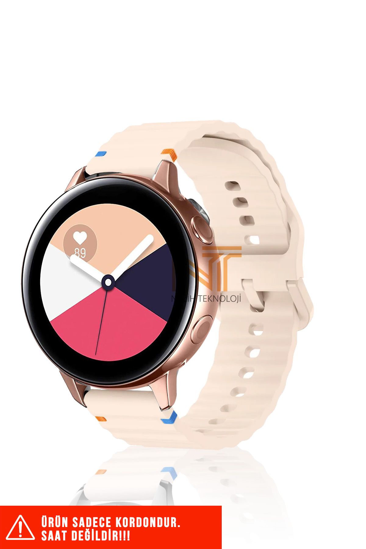 Nezih Case Samsung Galaxy Watch Active / Galaxy Watch Active 2 40/44mm Uyumlu Wave Silikon Kordon 20mm