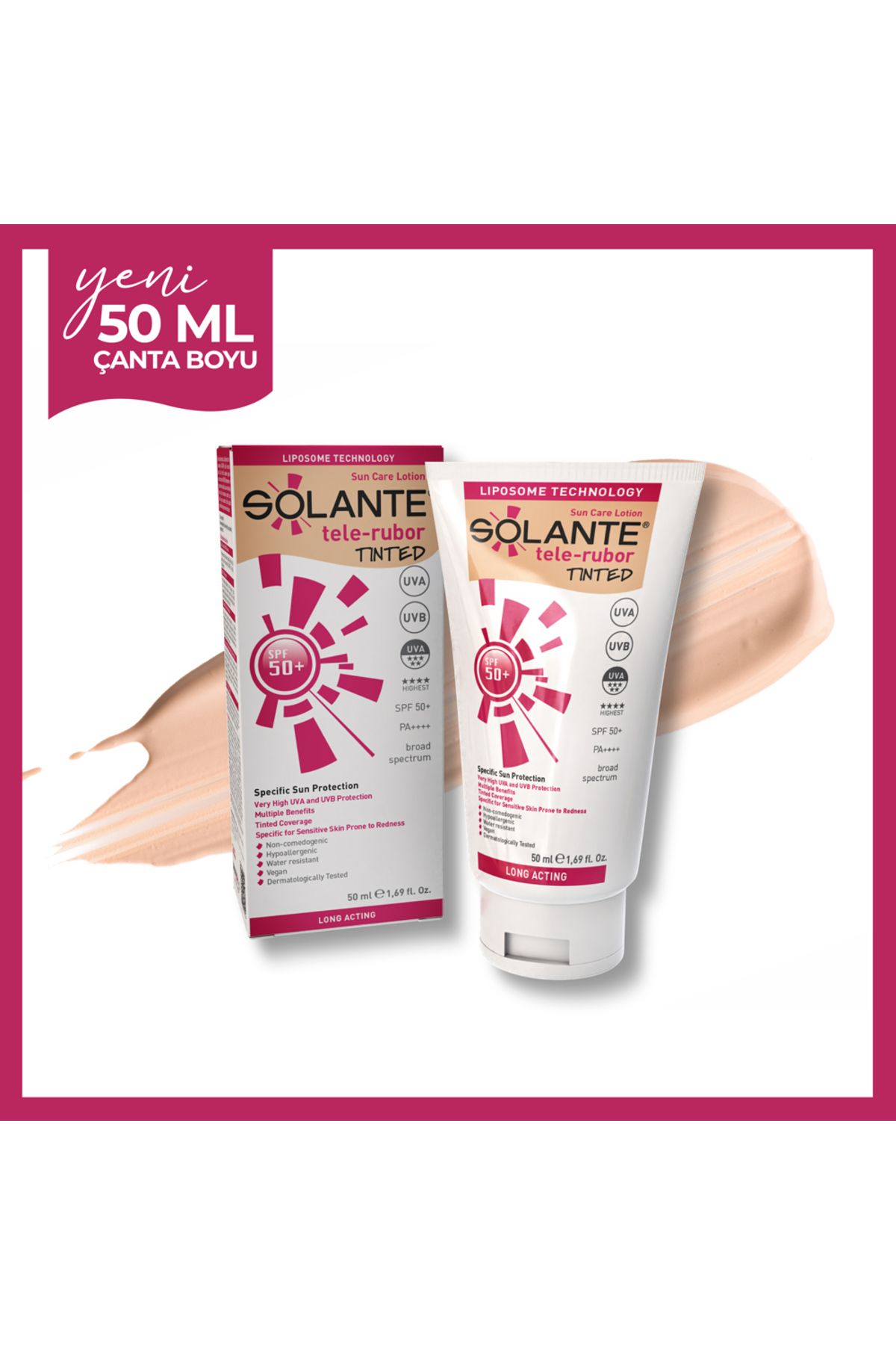 Solante Tele-rubor tinted SPF 50+ Losyon 50 ml-Hassas Ve Kızarıklığa Yatkın Ciltler