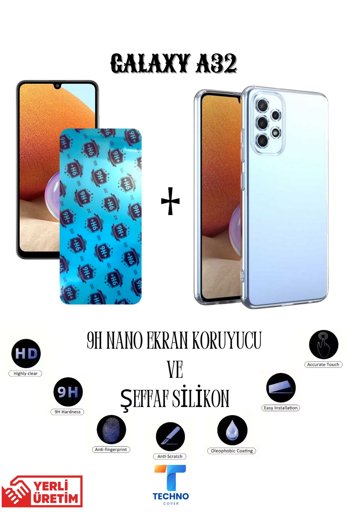 foxpower Samsung A32 Nano Ekran Koruyucu ve Şeffaf Kılıf 2li Avantajlı Paket