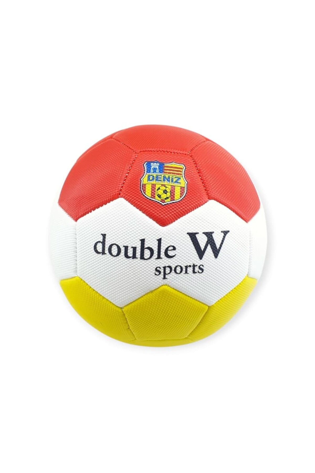 NEZADE STORE Futbol Topu Dikişli 420 gr No:5 - FB-660-SARI-KIRMIZI (Lisinya)