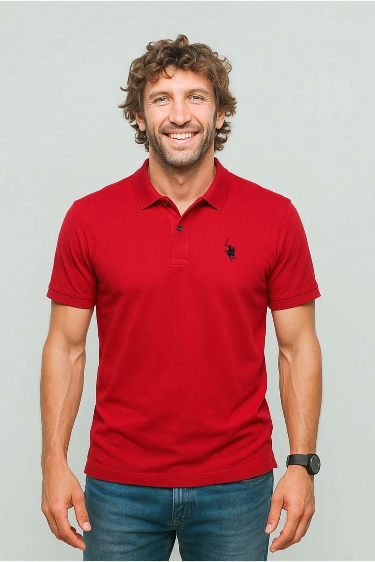 Polo Republica & CO . PİKE KUMAŞ POLO YAKA T-SHİRT KIRMIZI