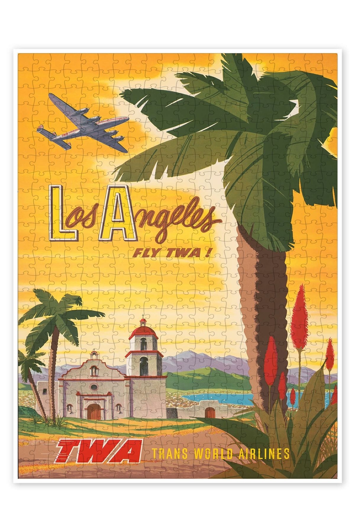 Jeronkarji TWA'dan Los Angeles'a Uçun 500 Parça Puzzle Yapboz Şehir Manzara Temalı Hobilik