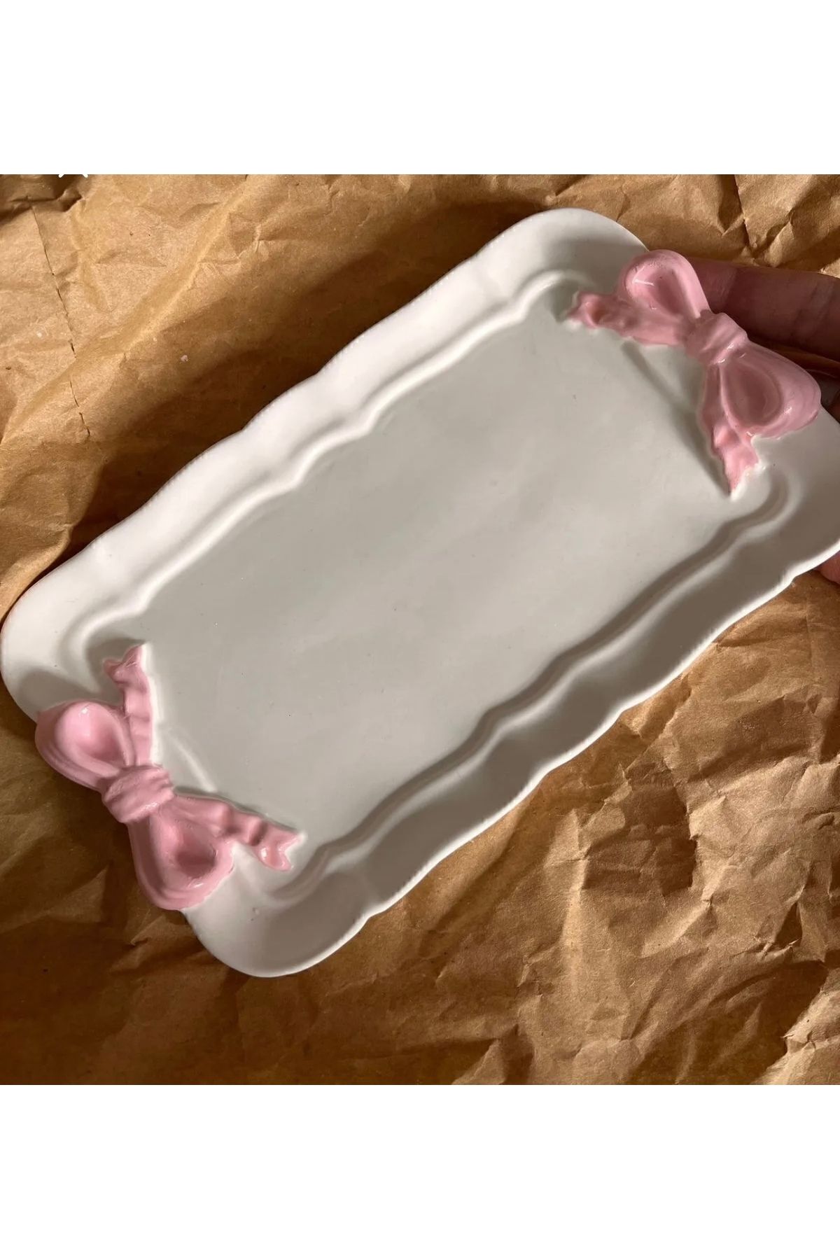 Uzs pace 19 cm Dekoratif Pembe Kurdale Tepsi, Tabak, Takı Tepsisi