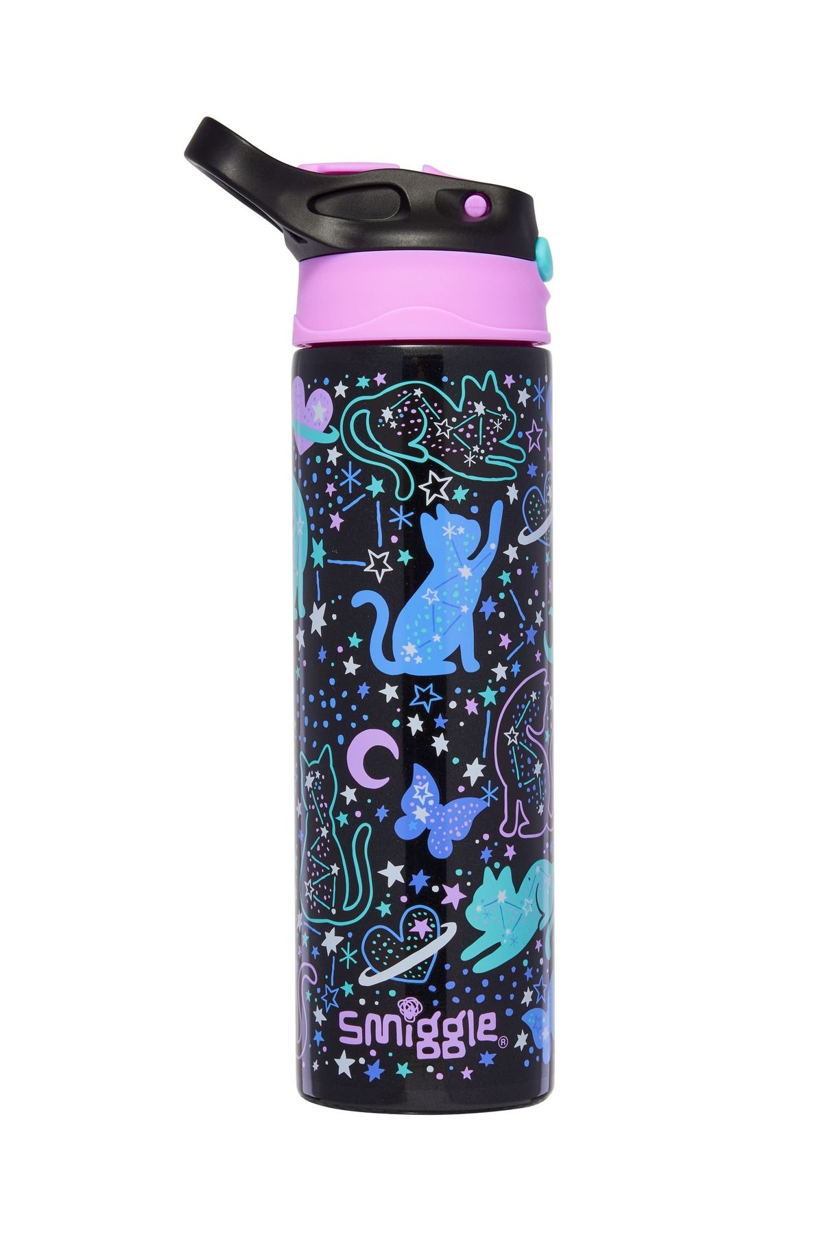 SMIGGLE Kedicik Detaylı Yalıtımlı Paslanmaz Çelik Flip İçecek Şişesi 520ML Bpa İçermez