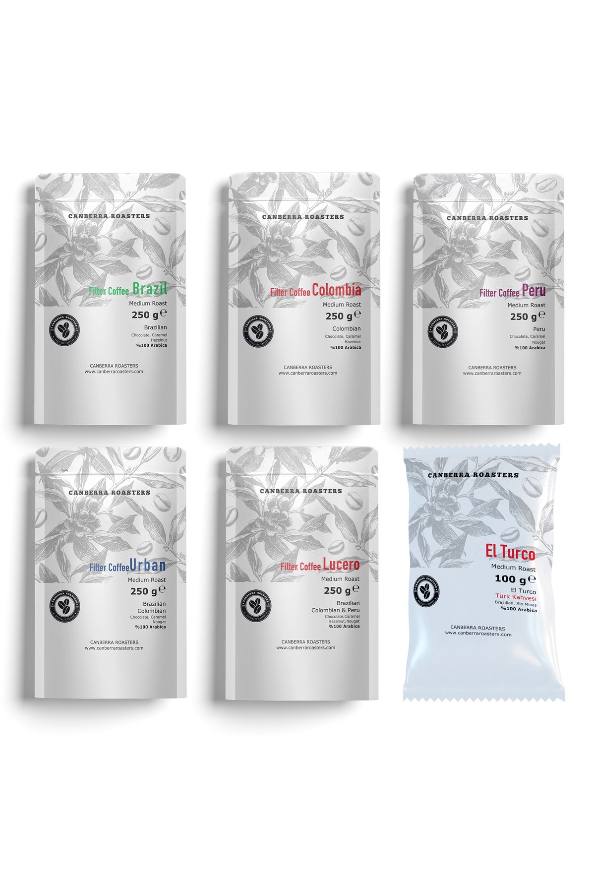 Canberra Roasters Canberra 6'lı Mega Paket Medium Roast – Filtre Kahve 250 gr & Türk Kahvesi 100 gr