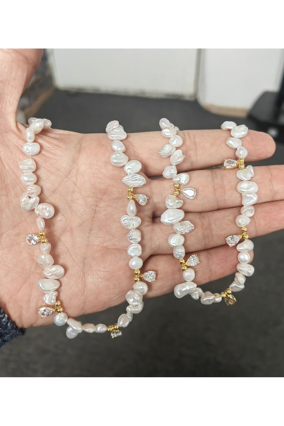 Mistik Silver 925 Ayar Gümüş Damla Taşlı Gerçek İnci Kolye | Zarif ve Şık Kadın Takı Modeli - Rodyum Renk