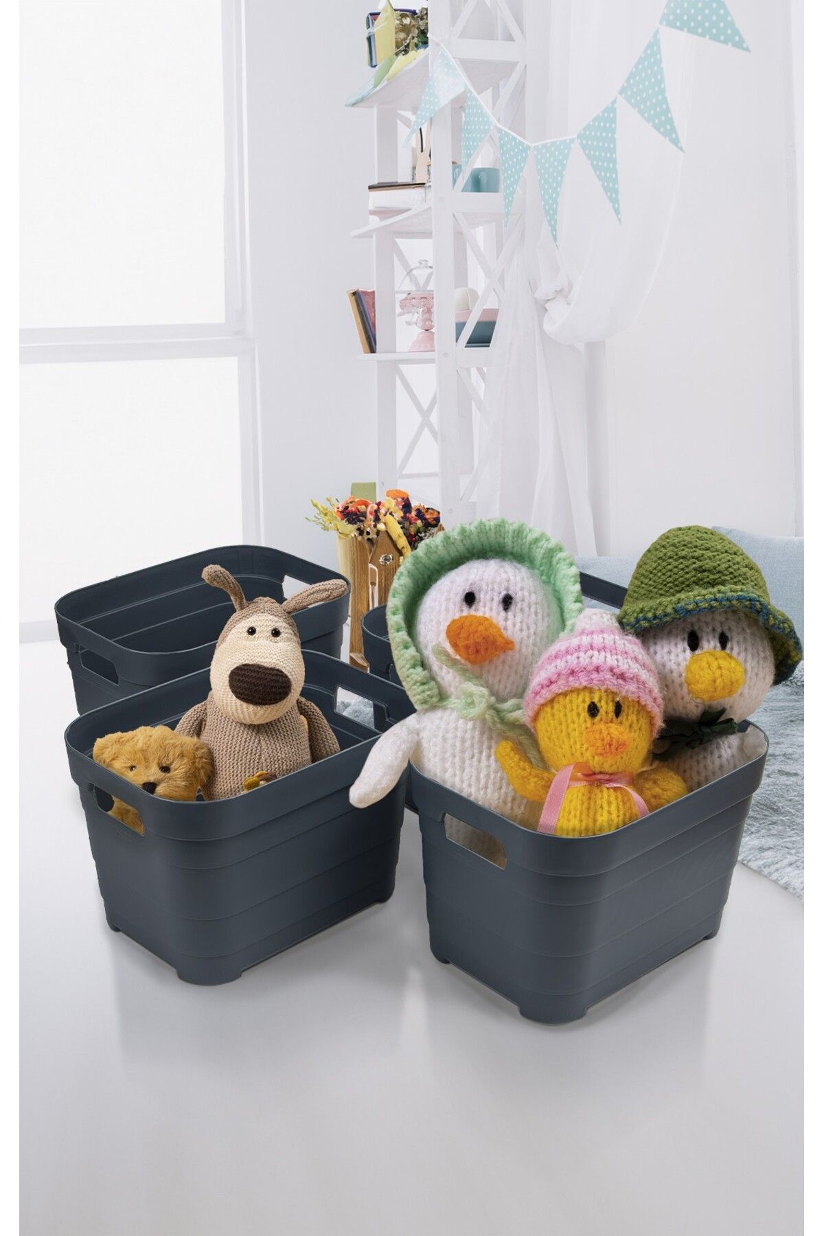 Nesto Home 4'lü Set Çok Amaçlı Sepet Kapaksız 4x5 litre