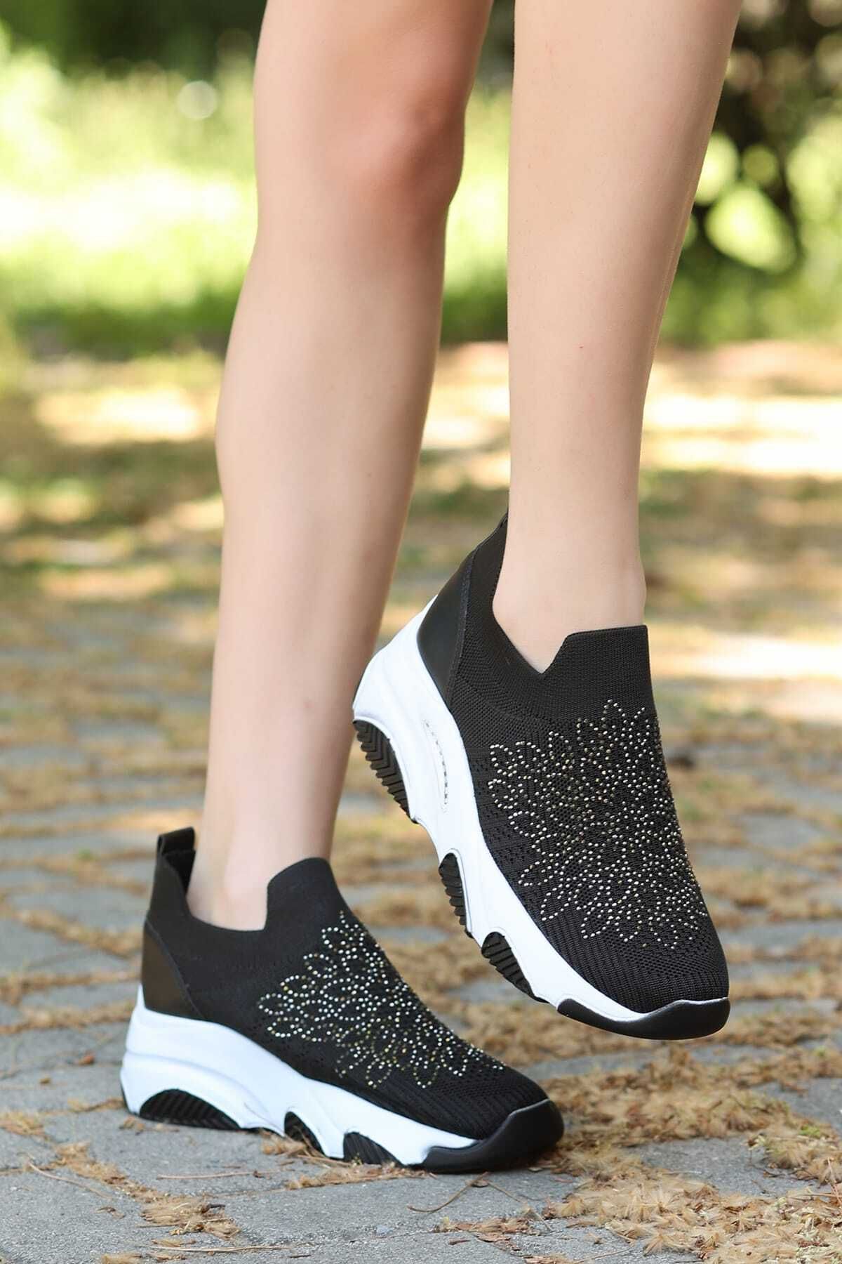 LEYDİ SHOES DİNAR TRİKO SİYAH BEYAZ SPOR