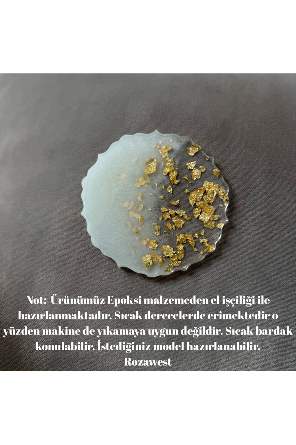 ABC Altın varak detaylı Epoksi bardak altlığı