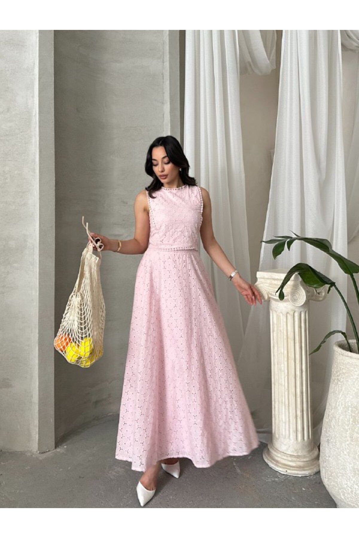 Castivo Fashion Dantel Detaylı Kolsuz ikili takım