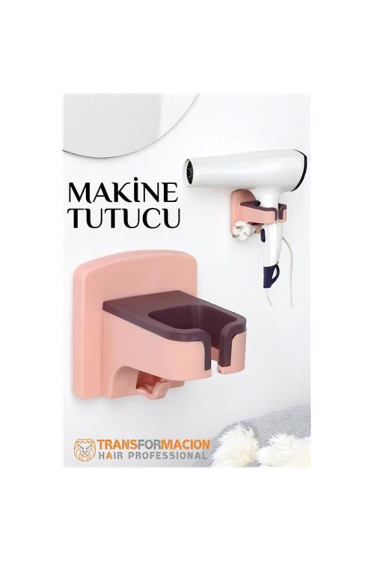 ModaCar Saç Kurutma Makinesi Tutucu Pratik Yapışma PEMBE
