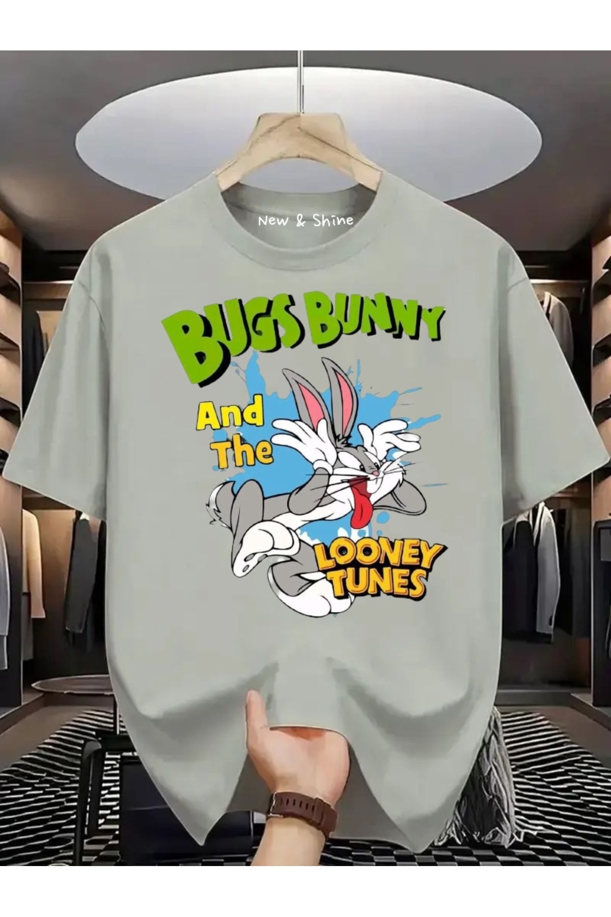 New Shine Bugs Bunny Baskılı Oversize T-Shirt
