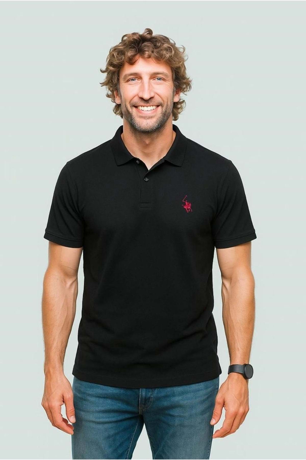 Polo Republica & CO . PİKE KUMAŞ POLO YAKA T-SHİRT SİYAH