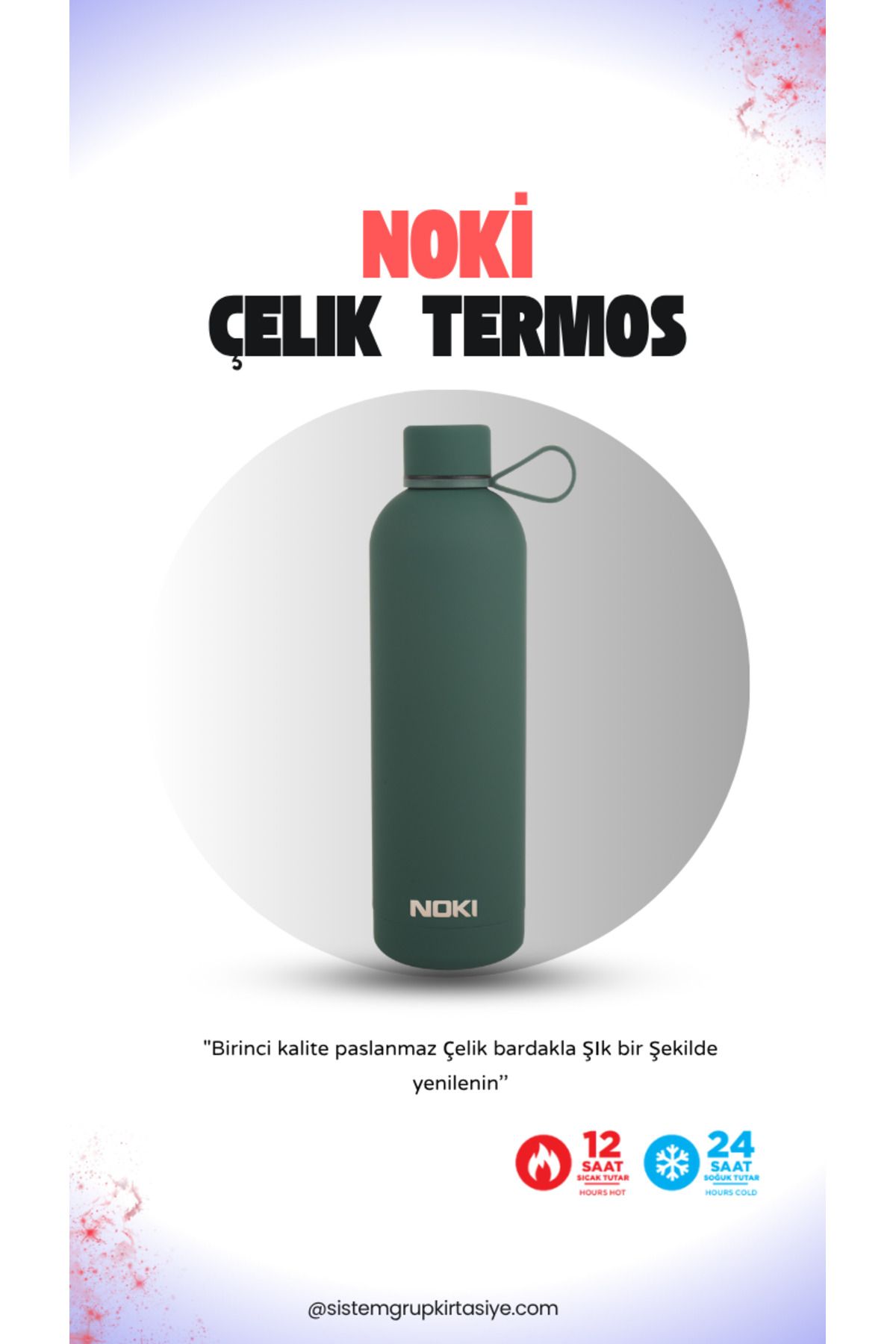 Noki Çift Katmanlı Paslanmaz Çelik Termos Bardak Kahve Çay Termosu 730 ml