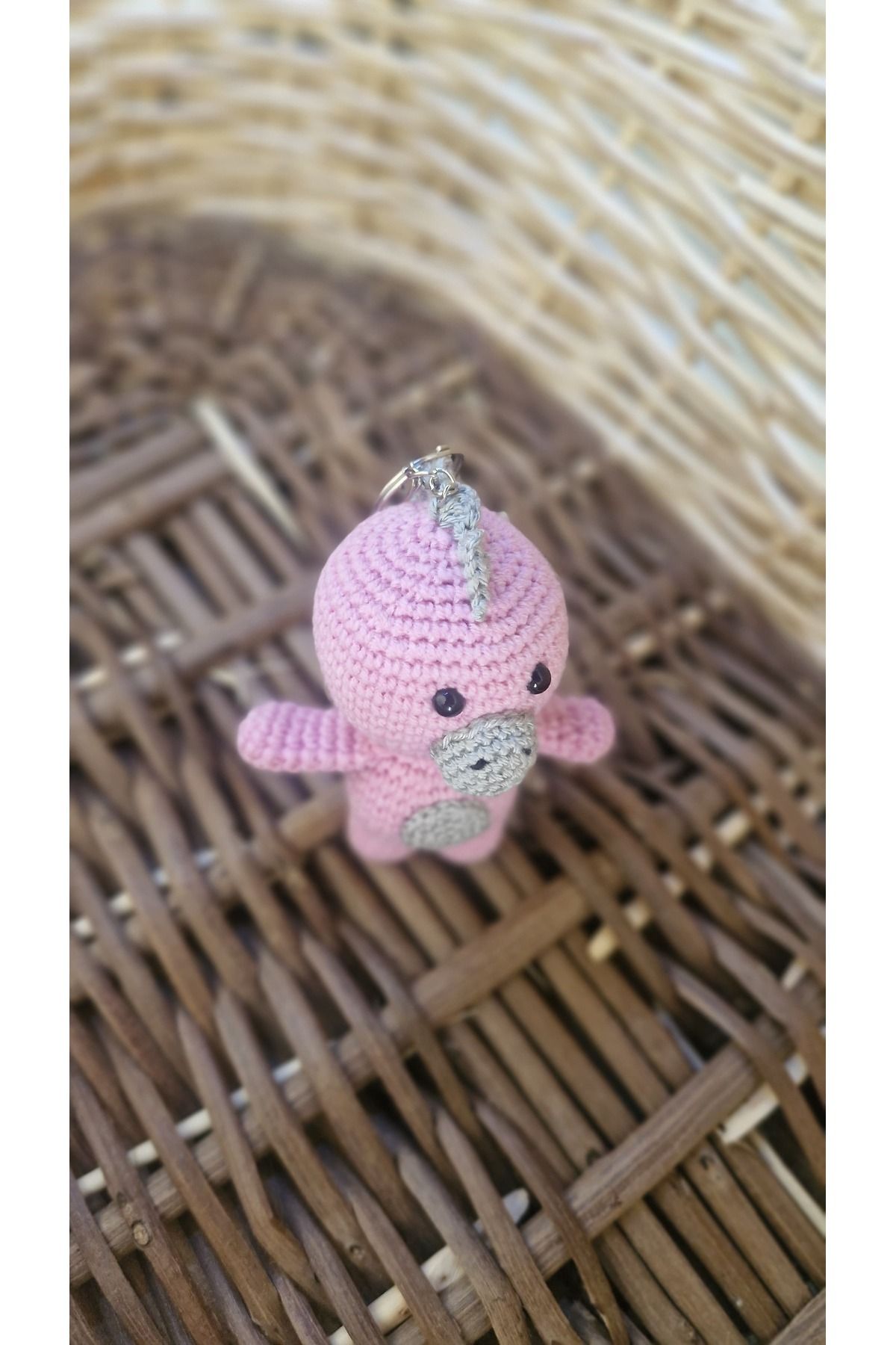 MiLio Store Amigurumi Dinozor Anahtarlık – Sevimli Mavi Figür Çocuklara Özel