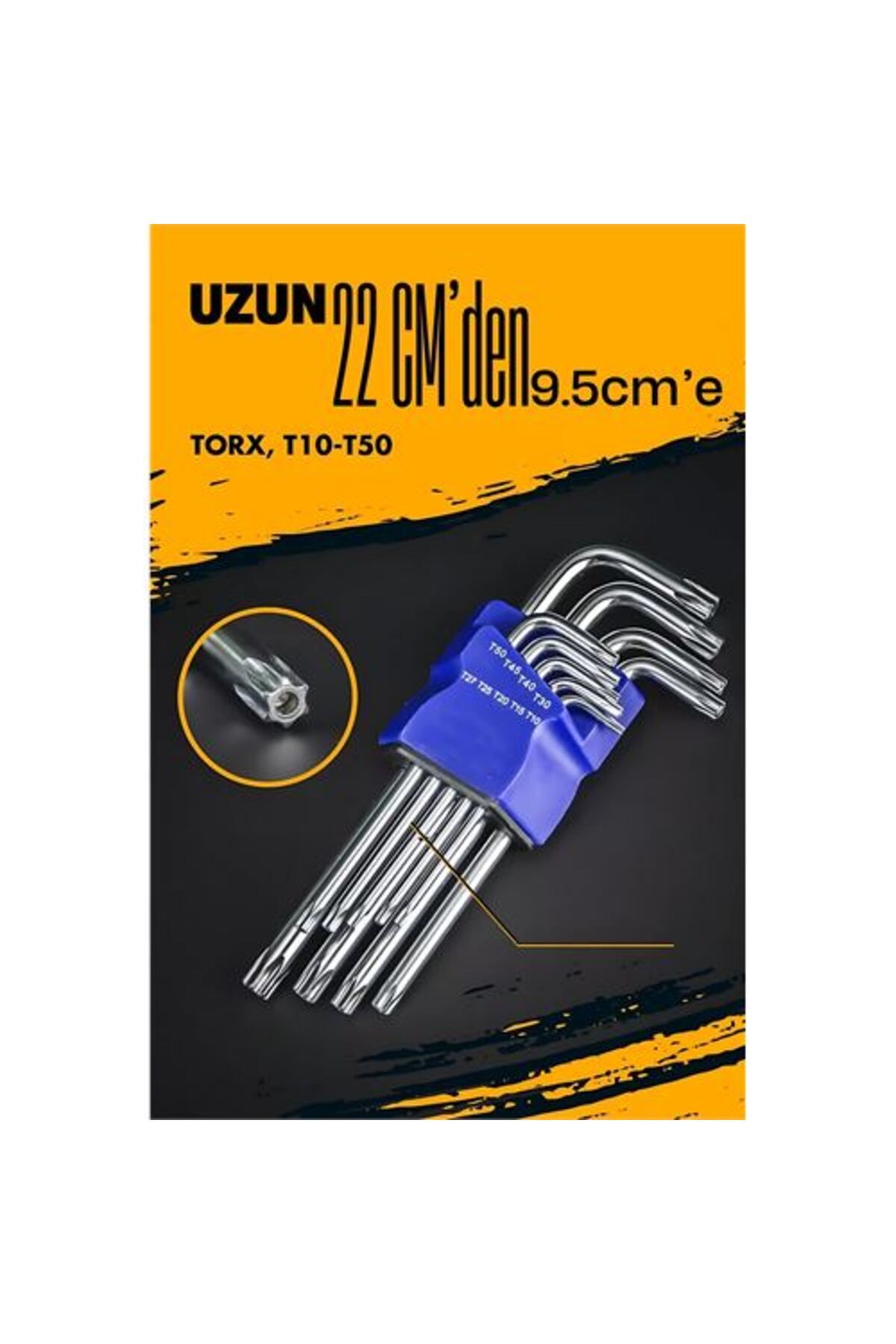 ModaCar Uzun Torx Anahtar Seti Yıldız Alyan Seti - Torx Allen Anahtarı 9 Parça
