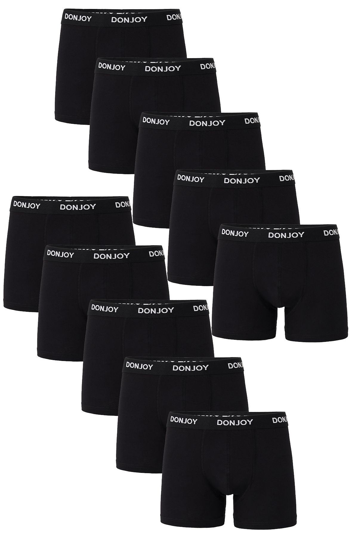 don joy Erkek 10'lu Pamuklu Penye Beli Lastikli Siyah Boxer