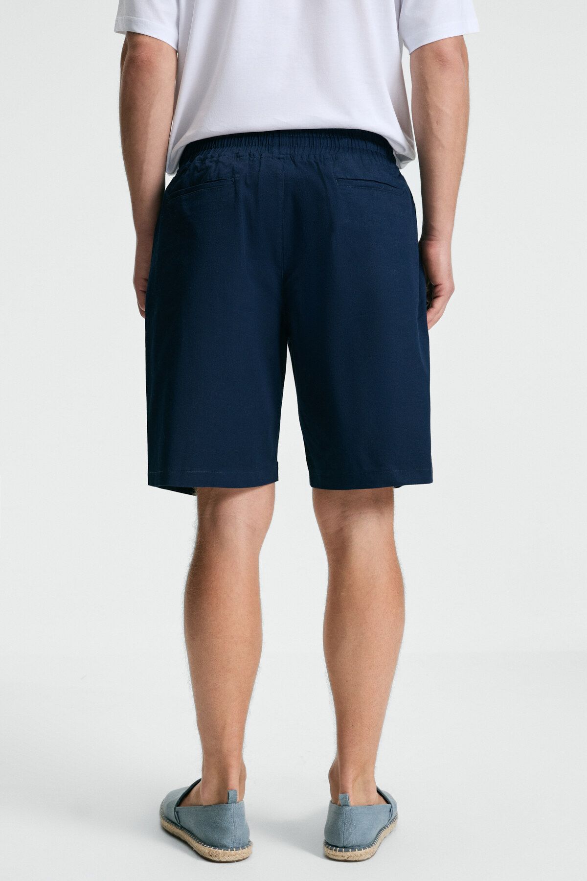 GRIMELANGE-Lasper Men's Lycra Side Pockets Relaxed Fit Navy Blue Shorts with Elastic Waist 5