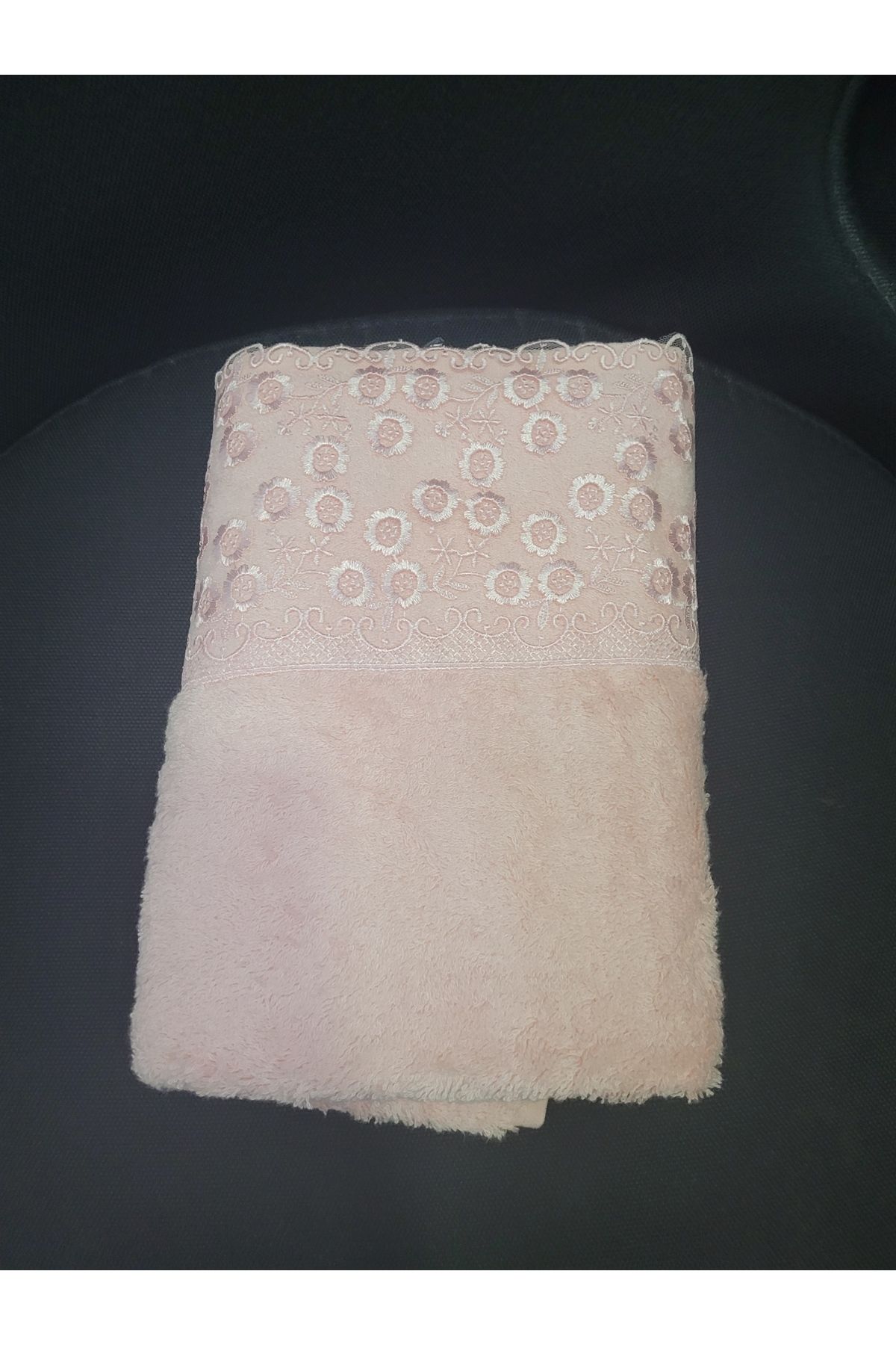 esdekor 82x47cm Güpürlü Havlu Pembe %100 Bambu Yerli 1 Adet