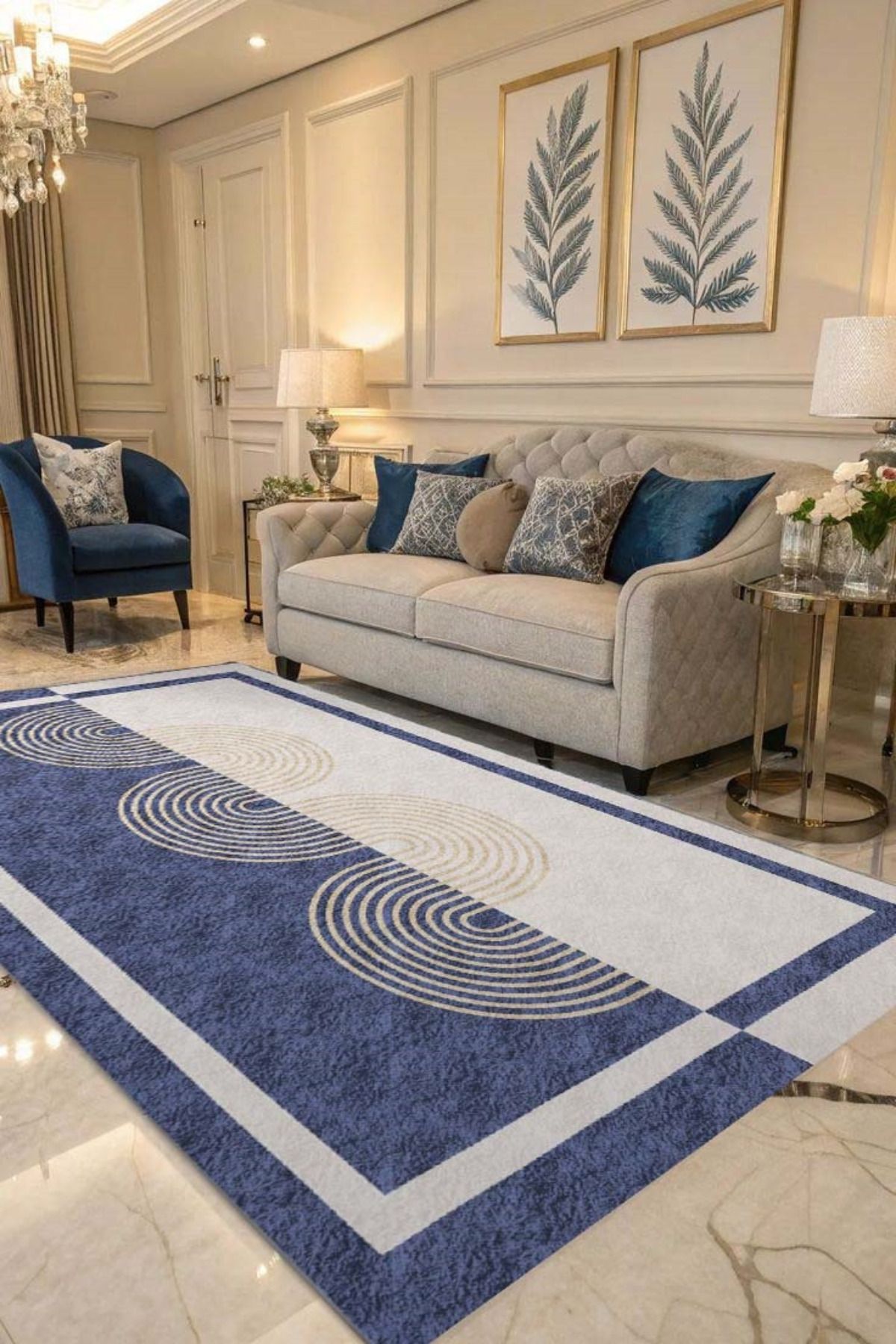 DERAS HOME Dijital Baskı Yıkanabilir Kaymaz Taban Salon Halısı Yolluk