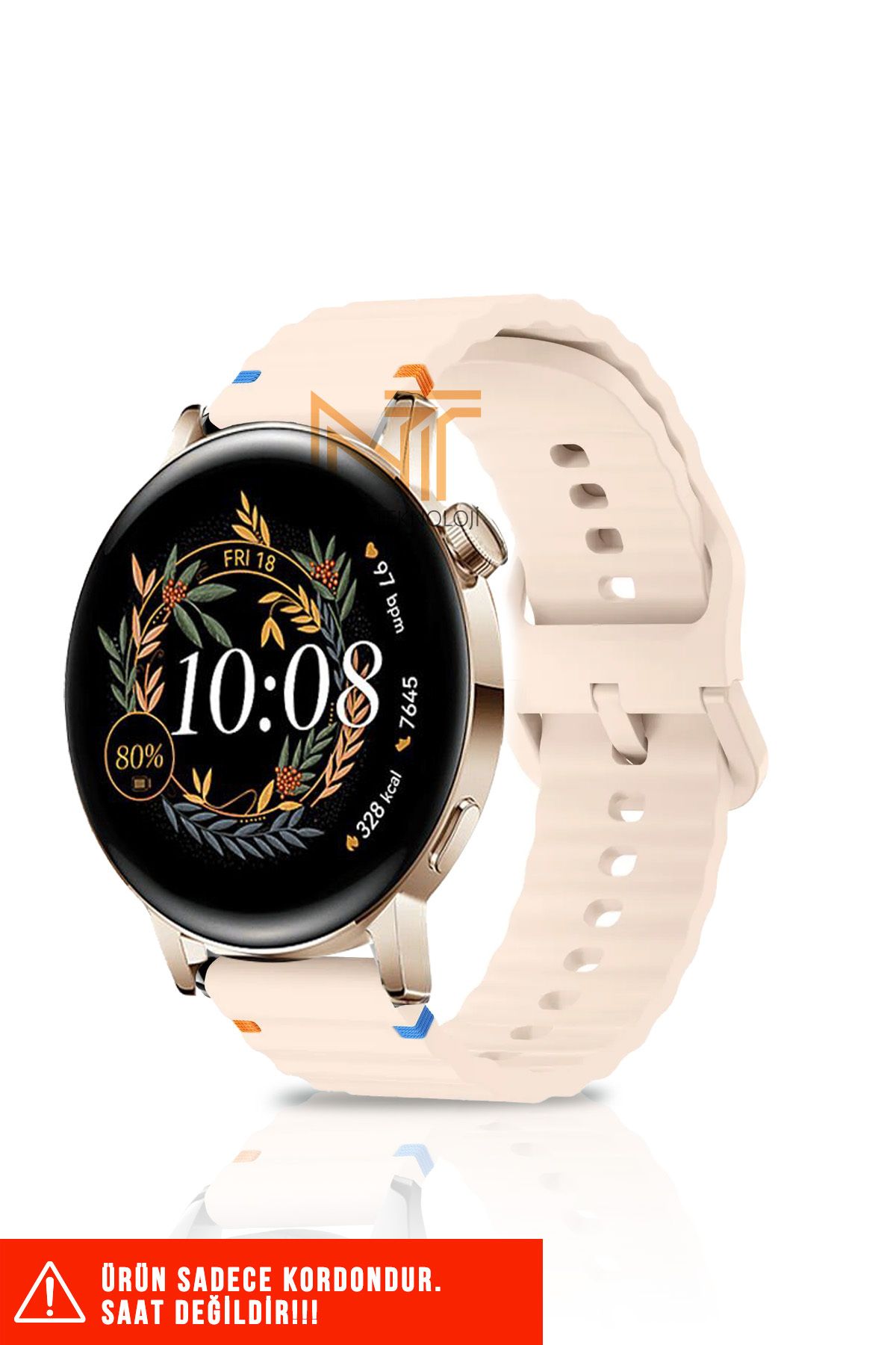 Nezih Case Huawei Watch GT / GT2 / GT3 Elegant 42mm Uyumlu Wave Silikon Kordon 20mm
